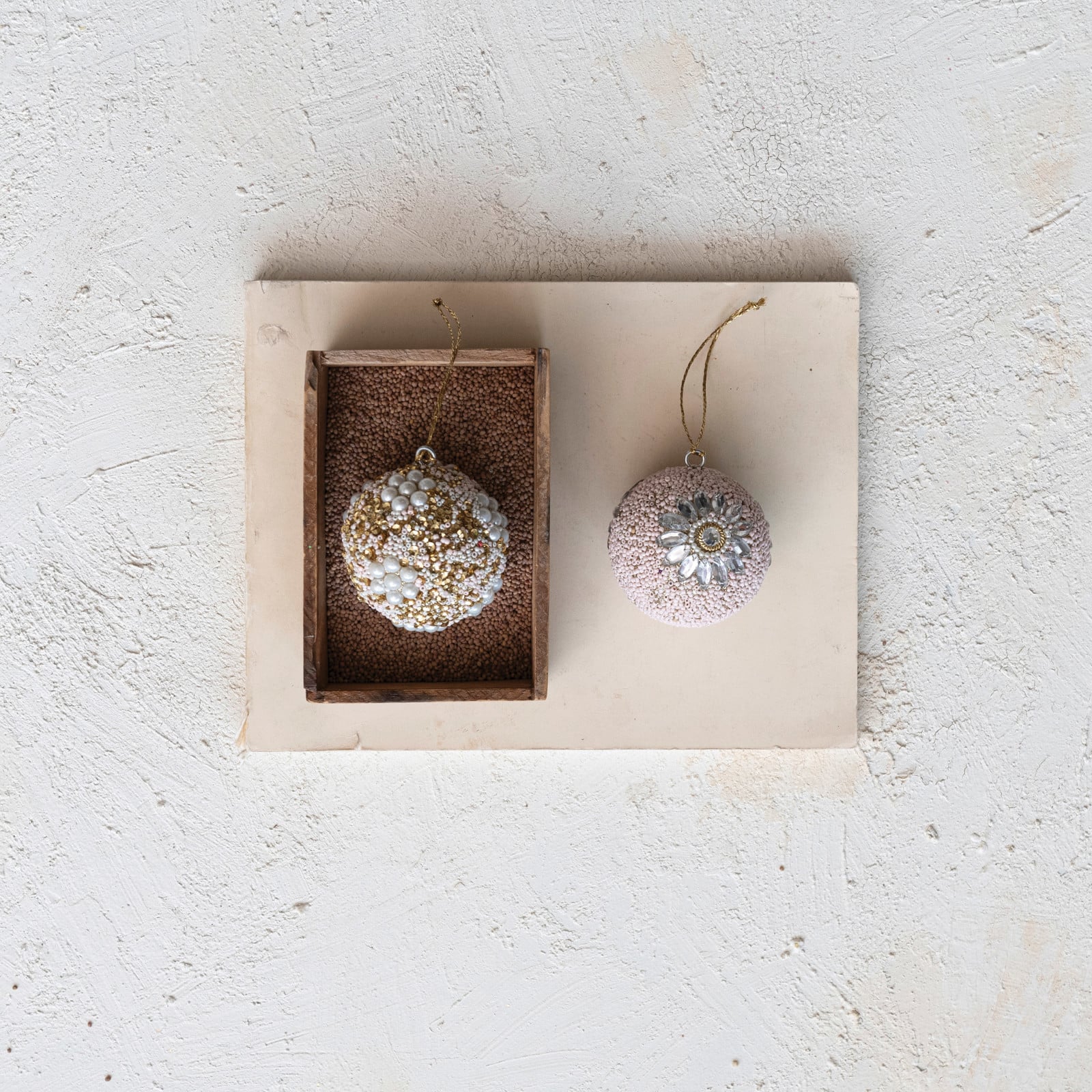 Hello Honey® 2 Pack 3" Beaded Ball Plastic Ornaments