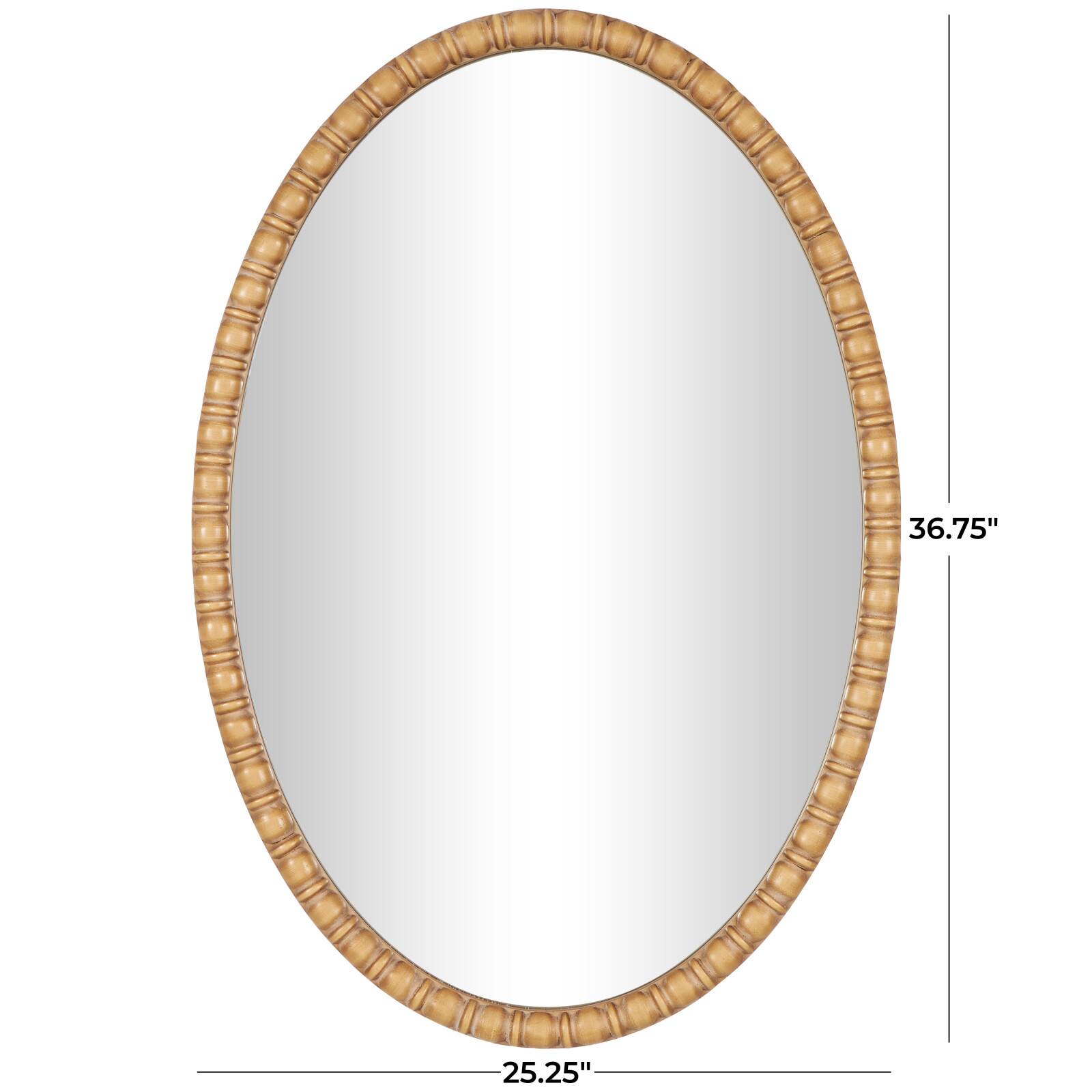 37" Brown Bohemian Framed Oval Wall Mirror