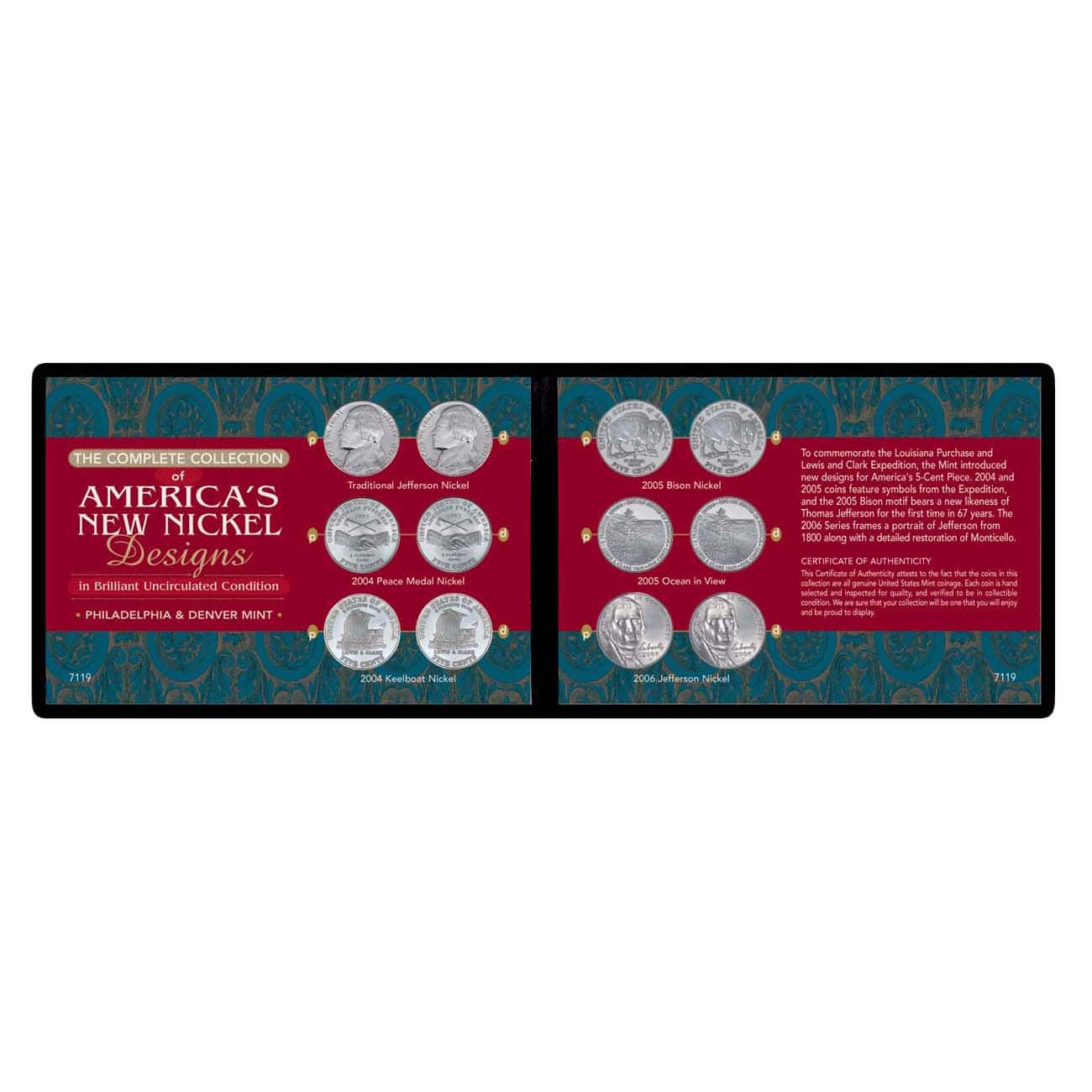Complete Collection of America's New Nickel Designs in Soft Wallet
