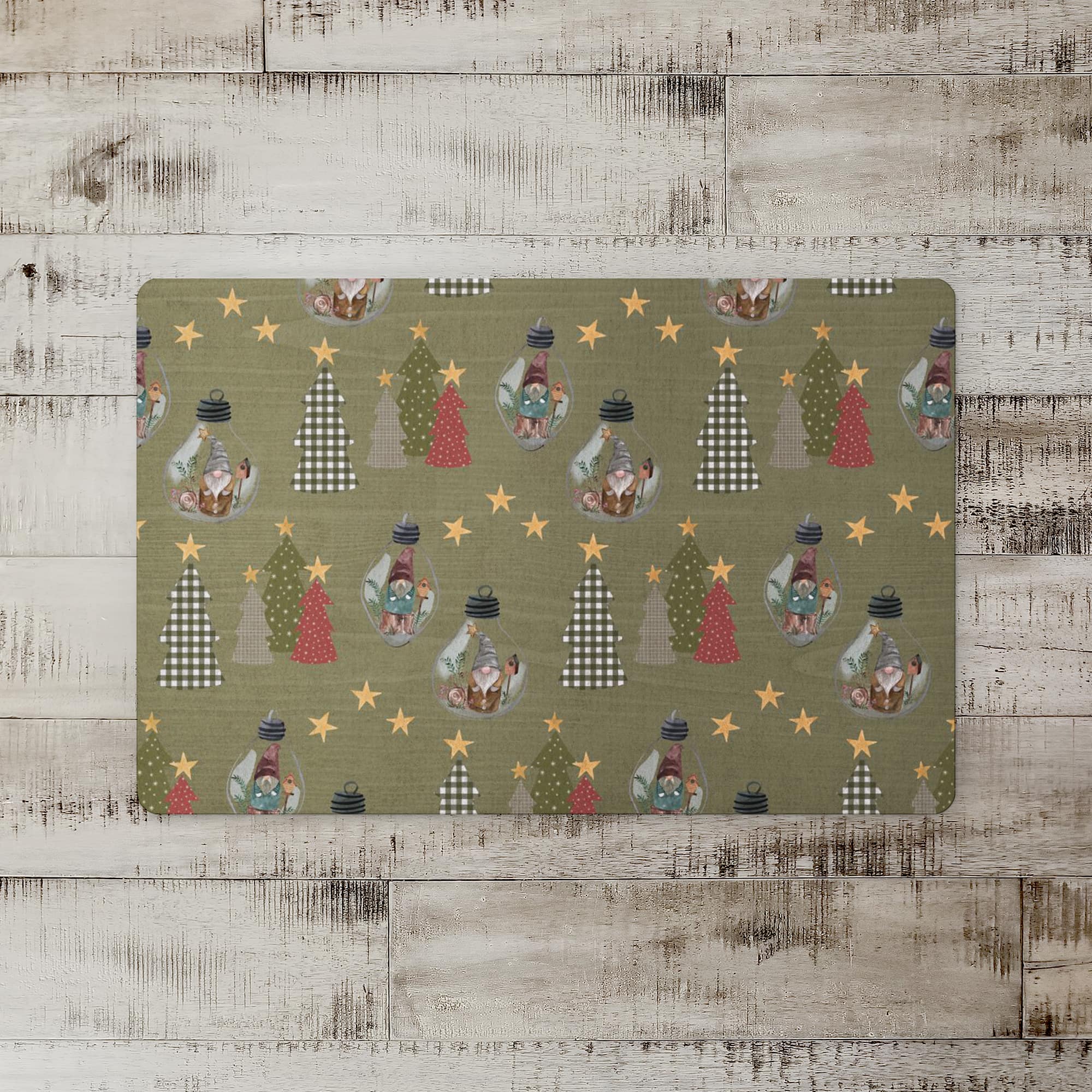 Tree & Globe Pattern Floor Mat