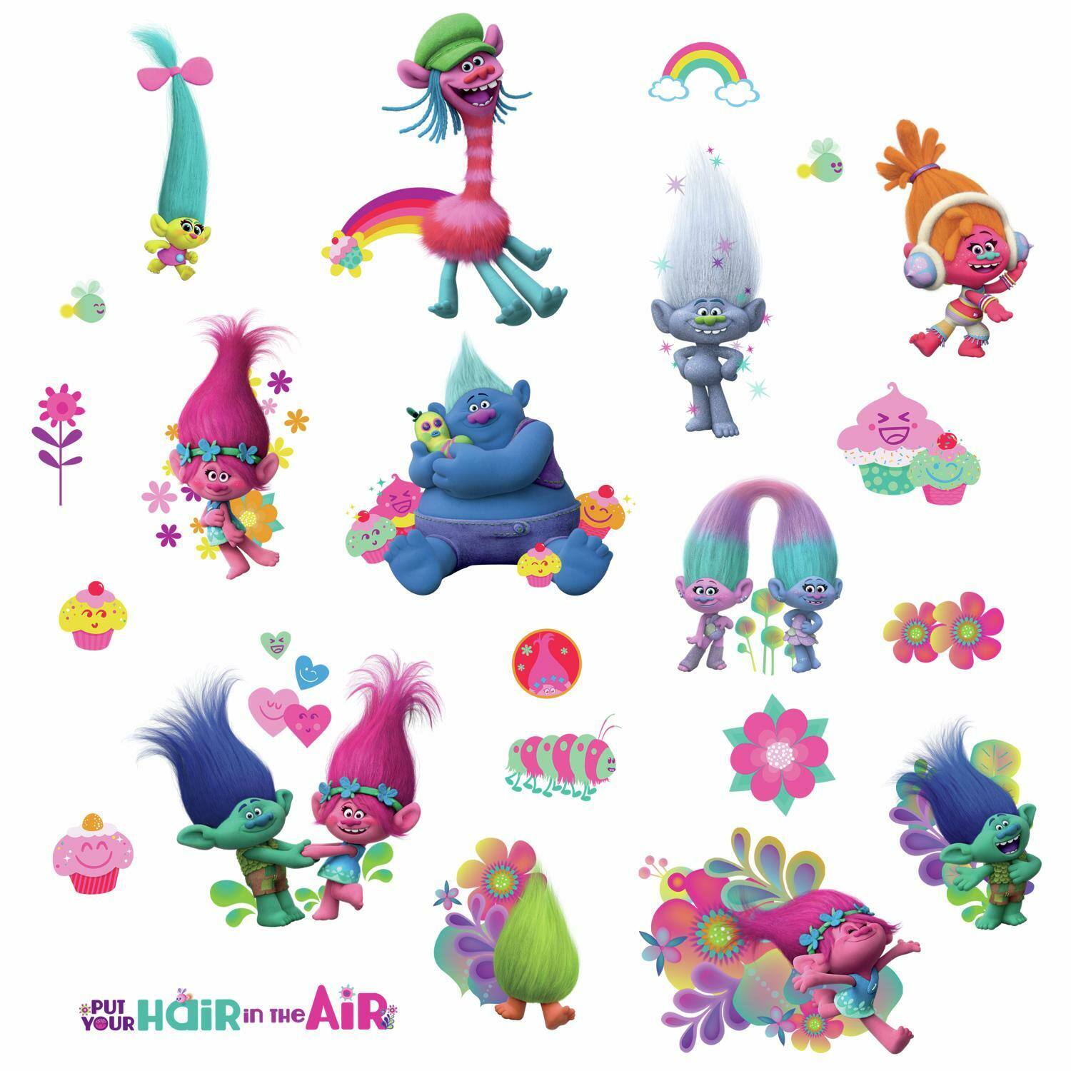 RoomMates Trolls Movie Glitter Peel & Stick Wall Decals