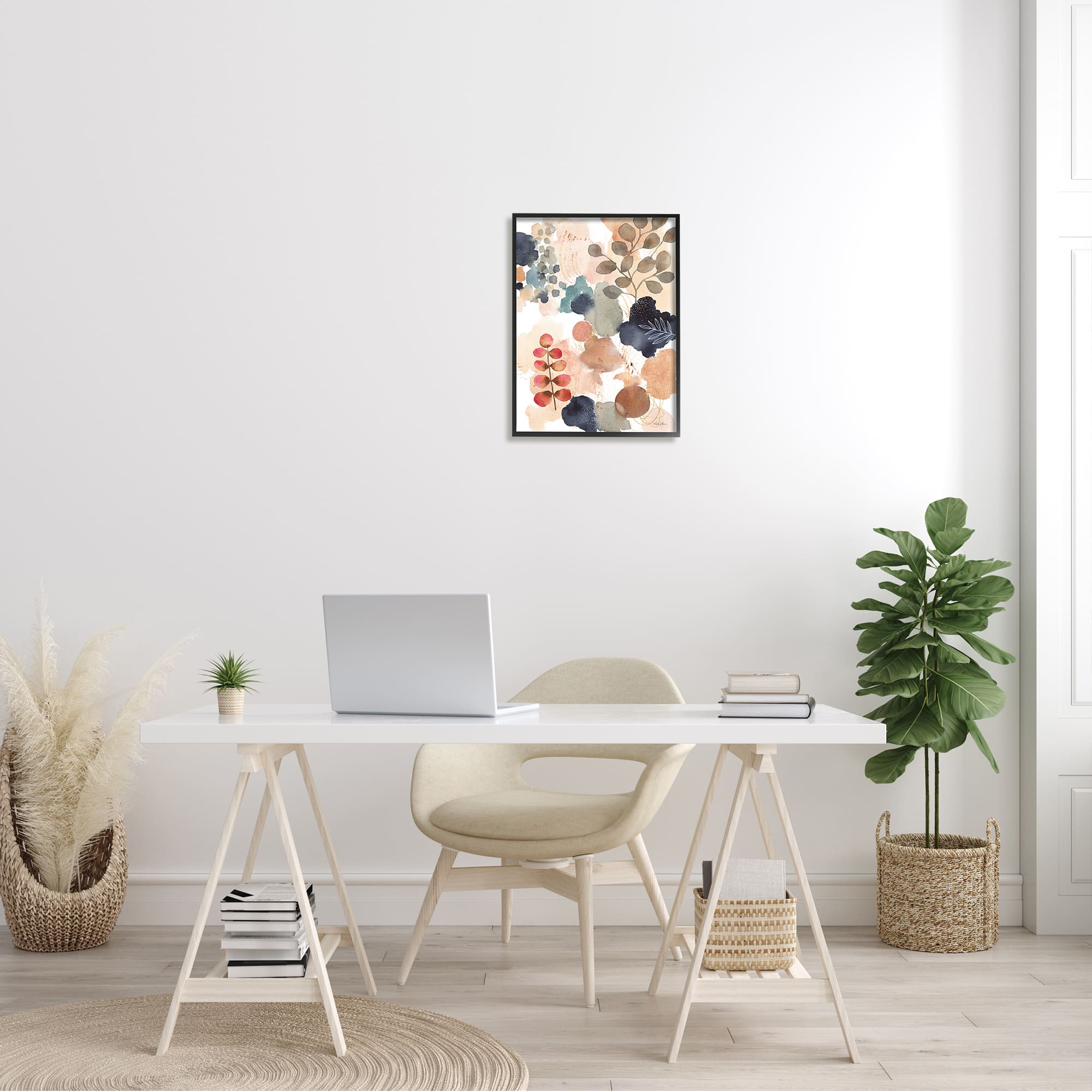 Stupell Industries Abstract Botanical Shape Collage Modern Boho Painting Framed Wall Art