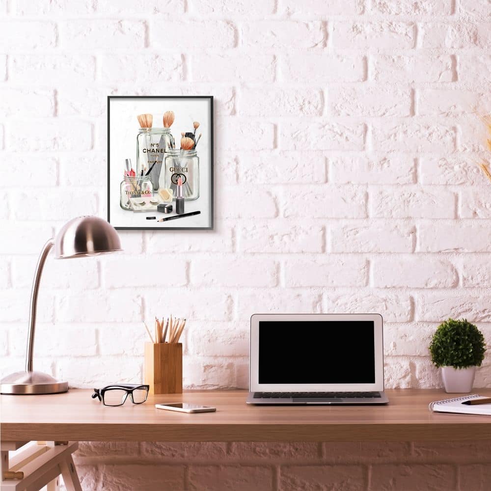 Stupell Industries Fashion Brand Makeup In Mason Jars Glam Design Framed Wall Art