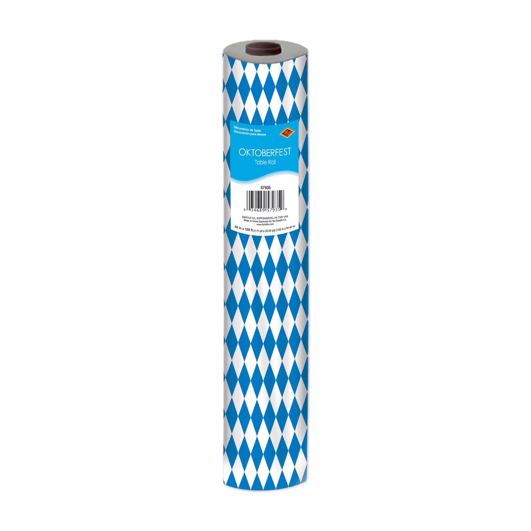 Beistle 40" x 100ft. Blue & White Oktoberfest Plastic Table Roll