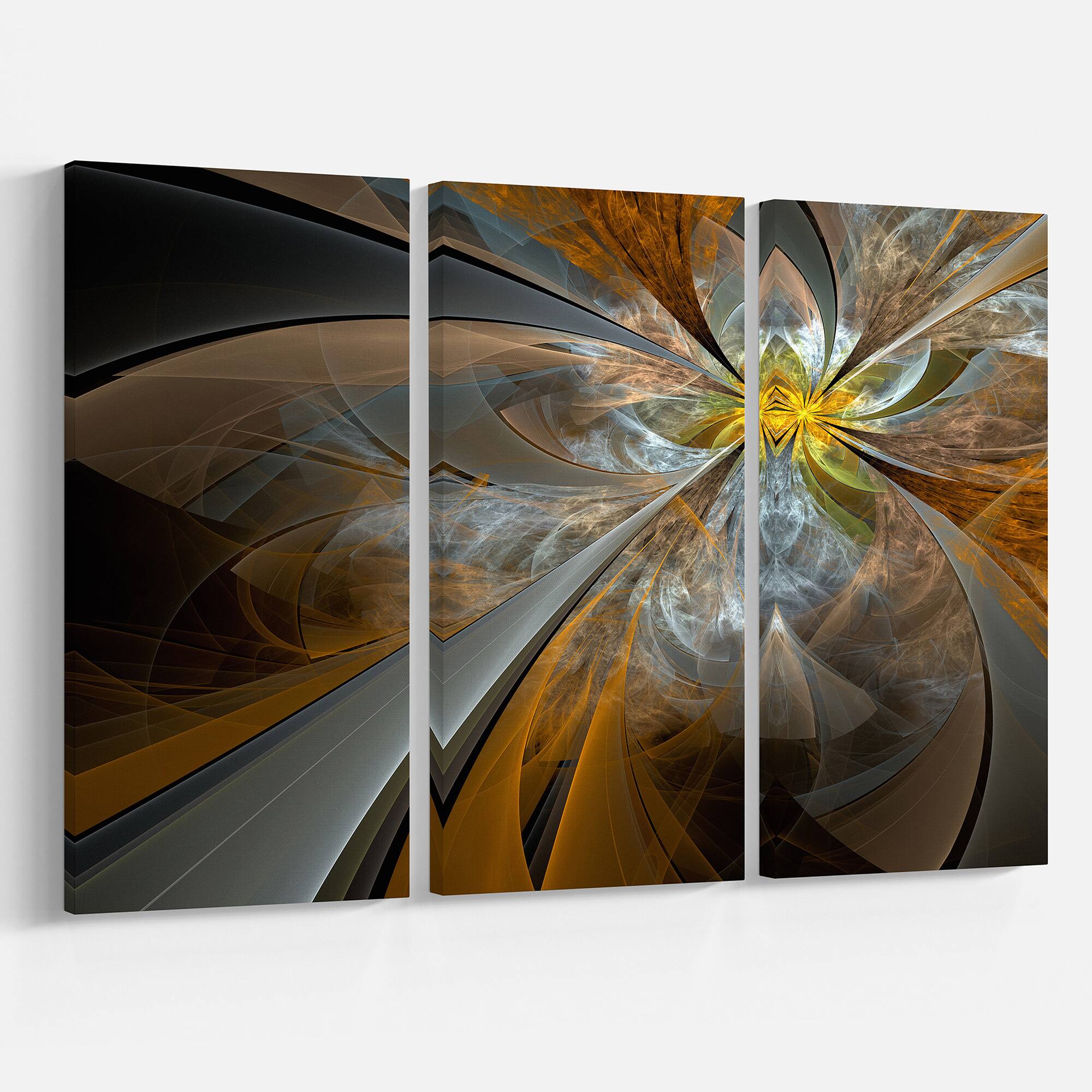 Designart - Symmetrical Yellow Fractal Flower