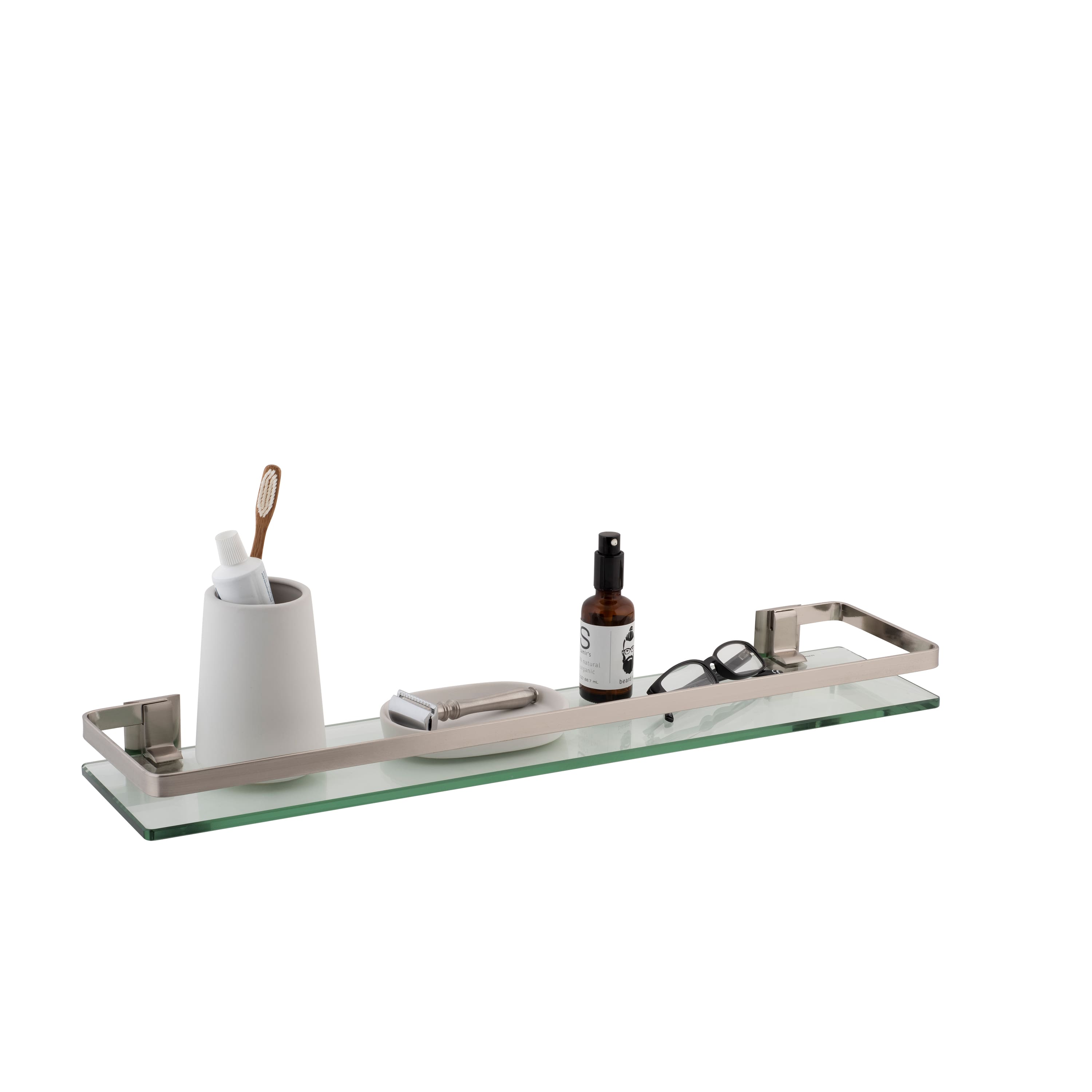Organize It All Nickel Glass Shelf with Rail