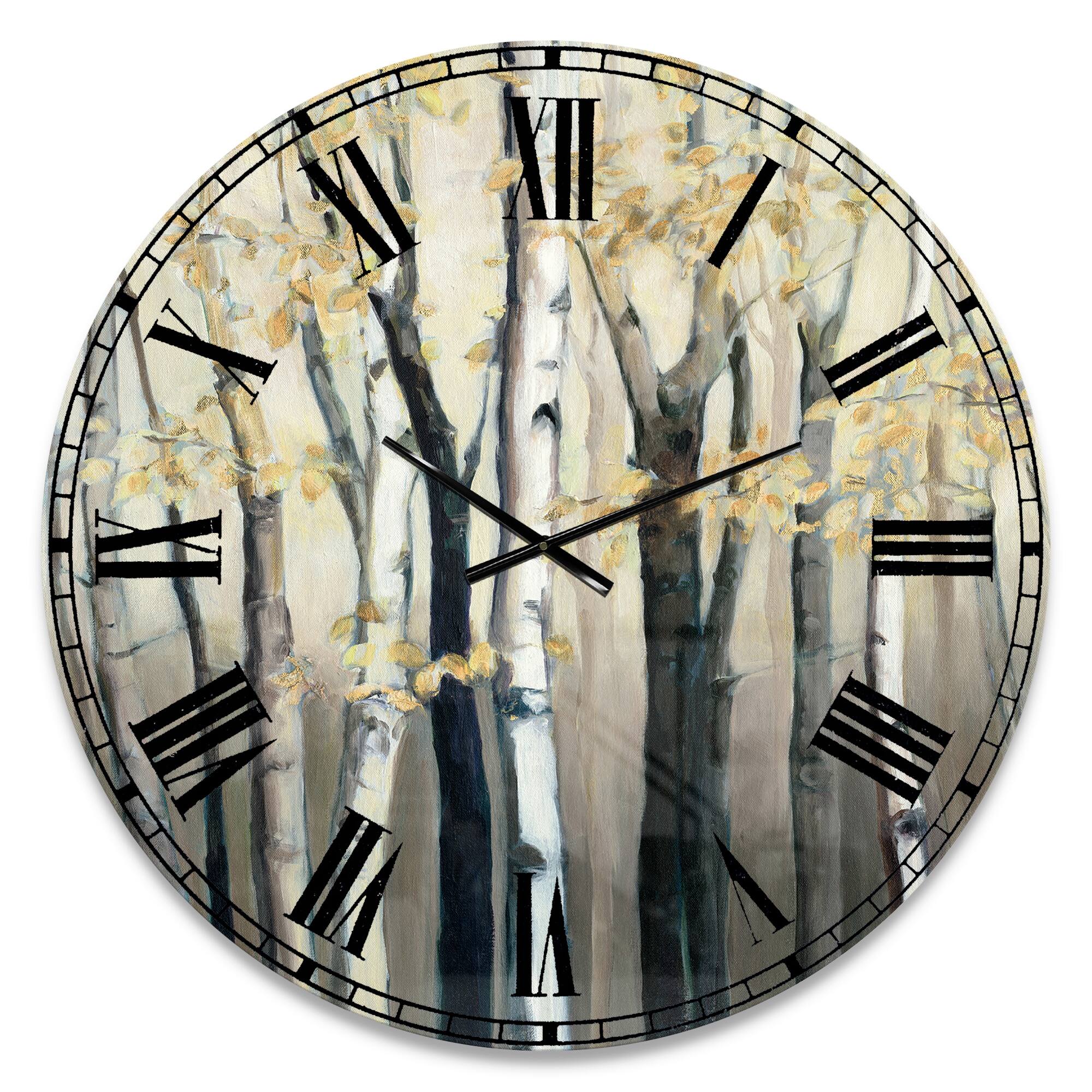 Designart 'Golden Birch Forest Iii Traditional Wall Clock