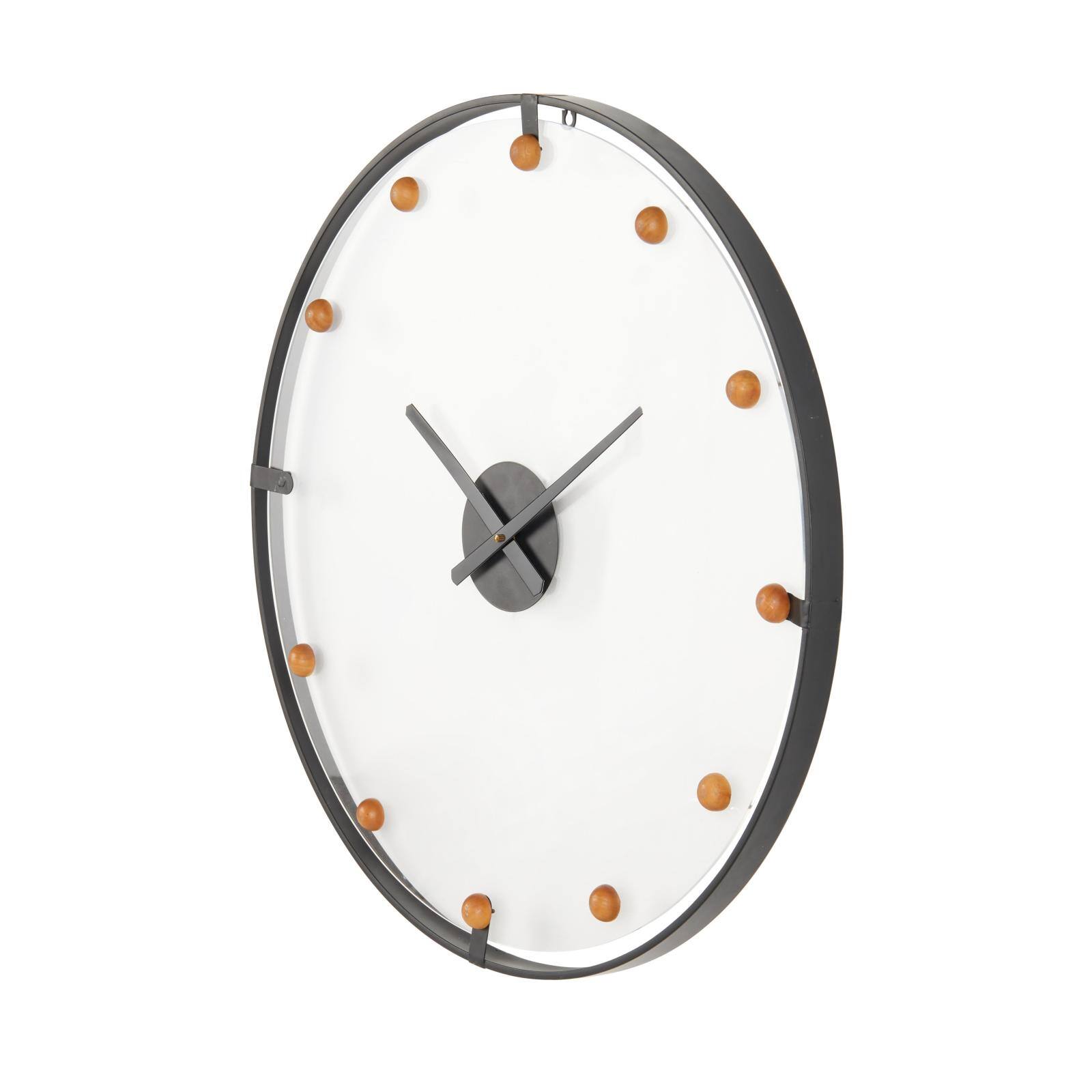 27.5" Black Metal Decorative Wall Clock with Acrylic Face & Ball Accents