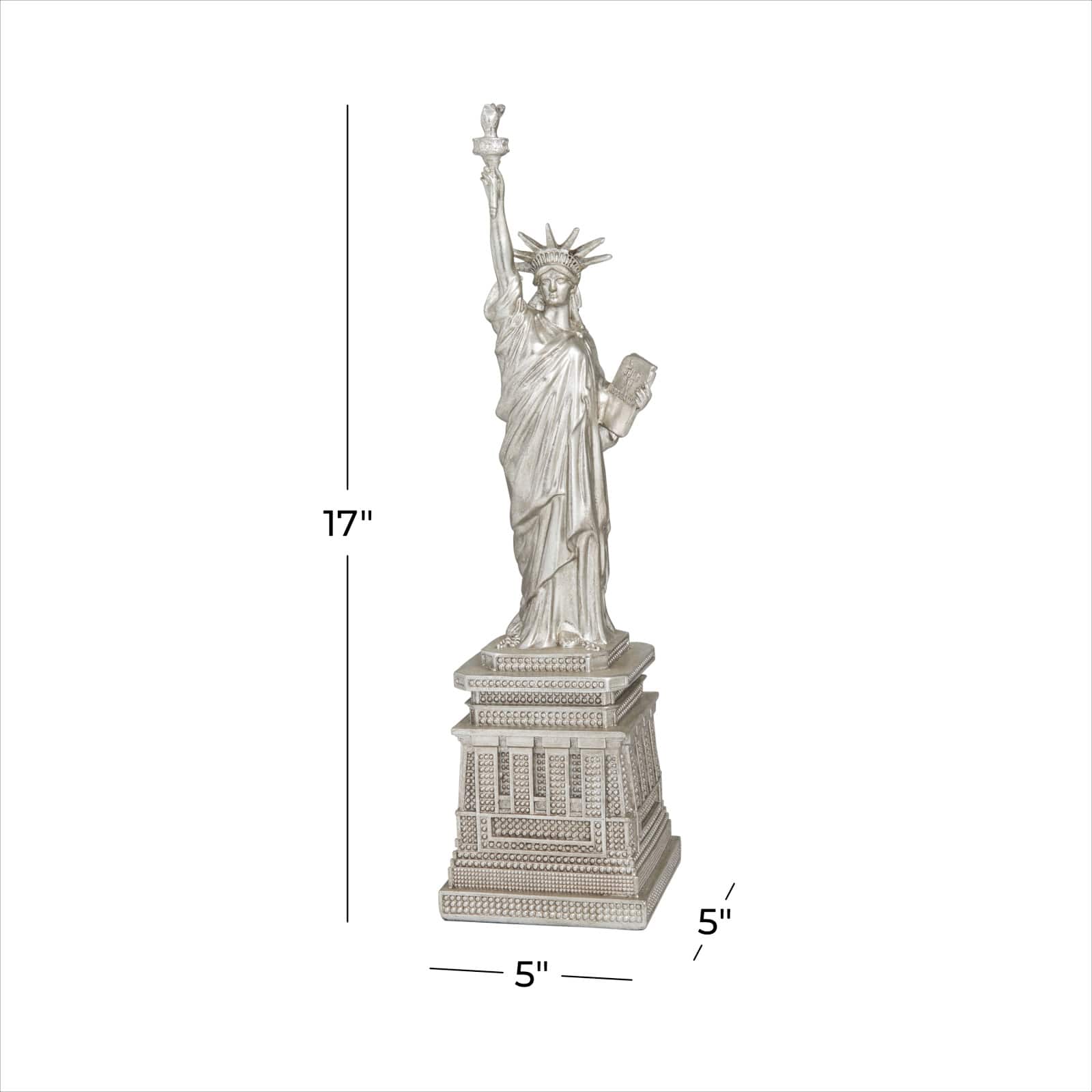 Silver Polystone Traditional Sculpture, 17" x 5" x 5"