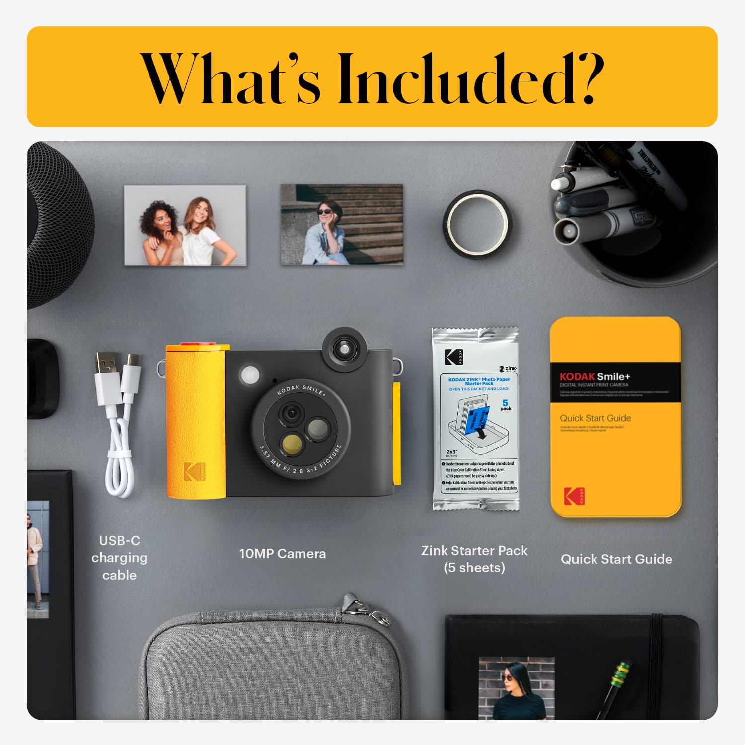 KODAK Smile+ Black Wireless Digital Instant Print Camera