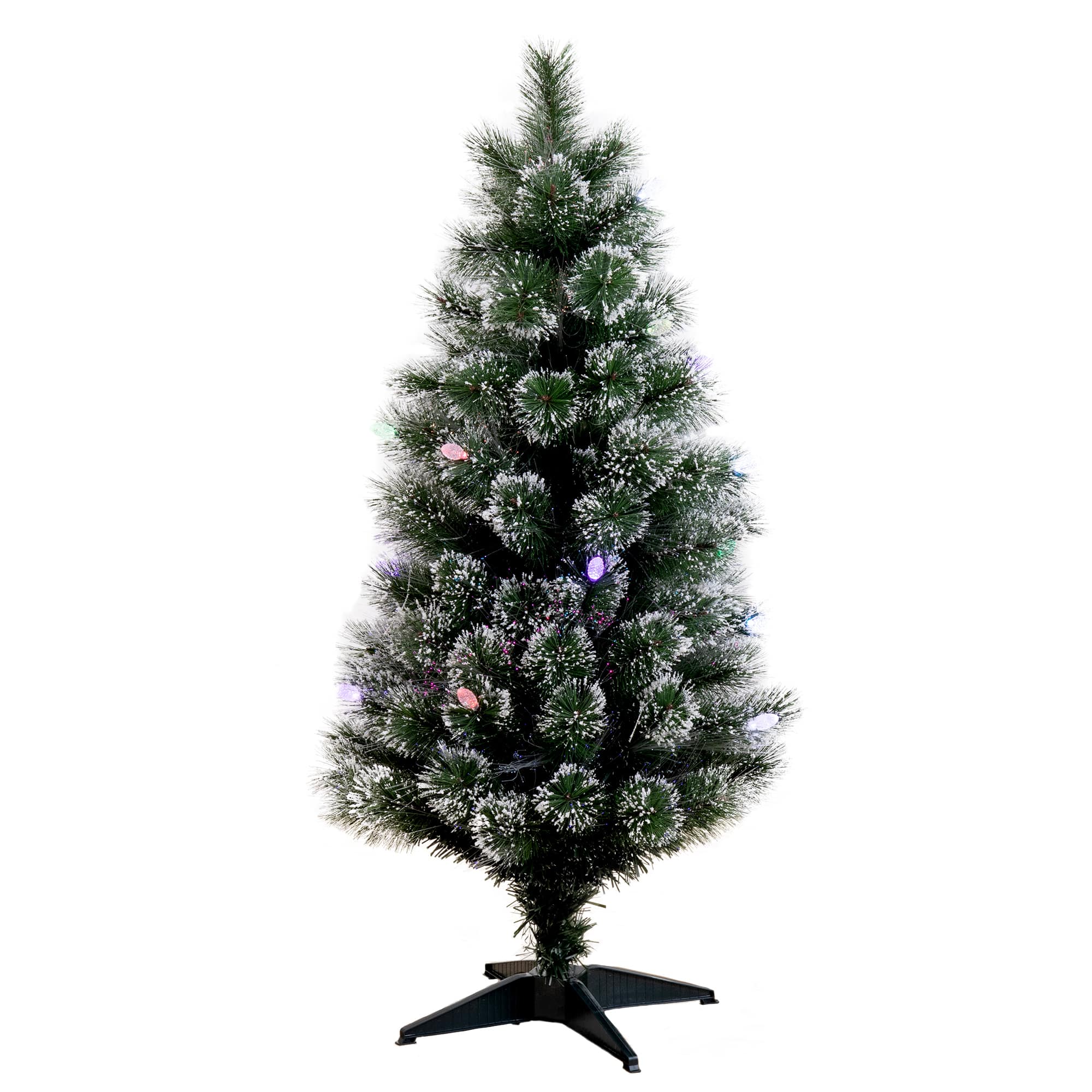 4ft. Fiber Optic Multicolor LED Lights Snowy Pine Artificial Christmas Tree
