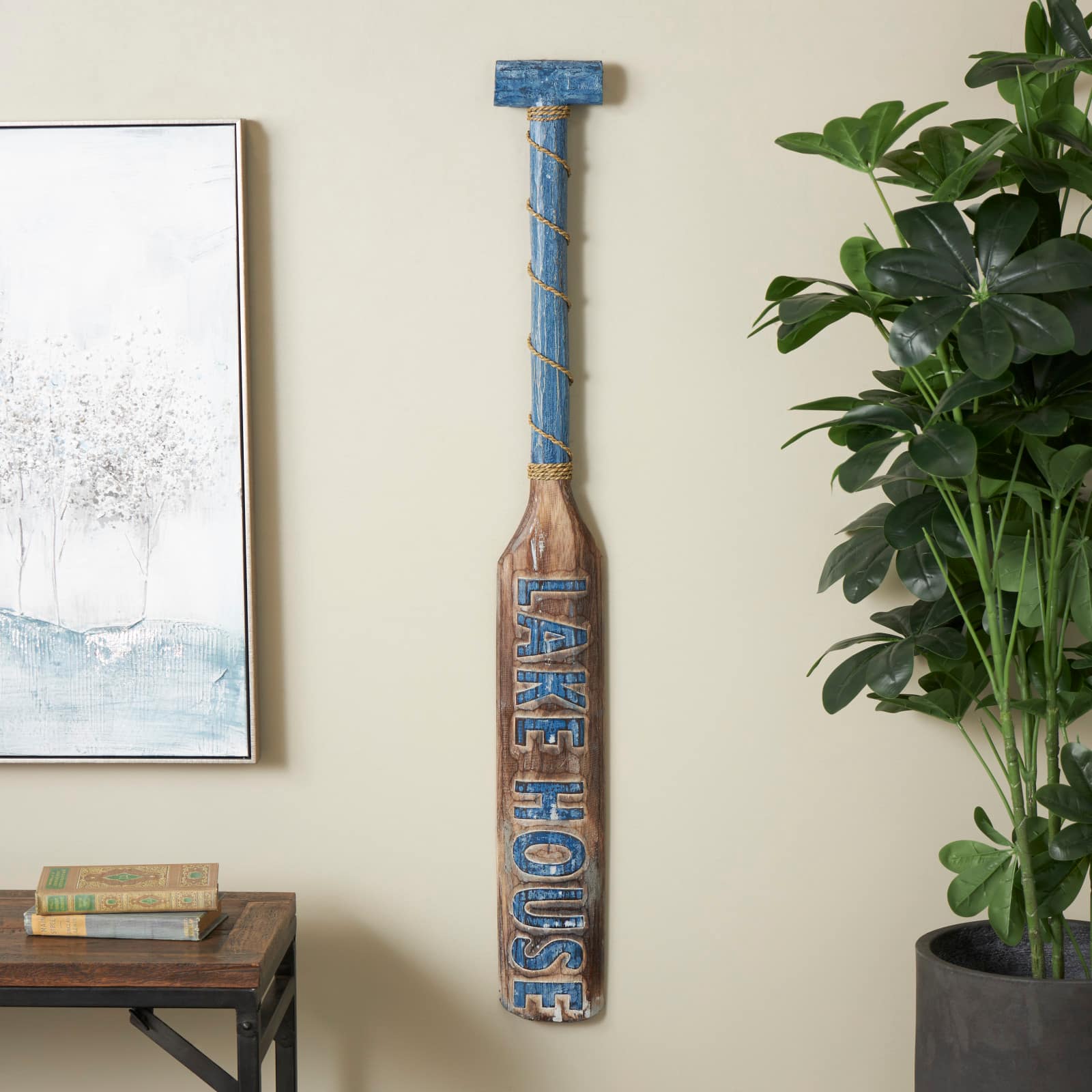 48" Blue Wood Paddle Home Wall Décor