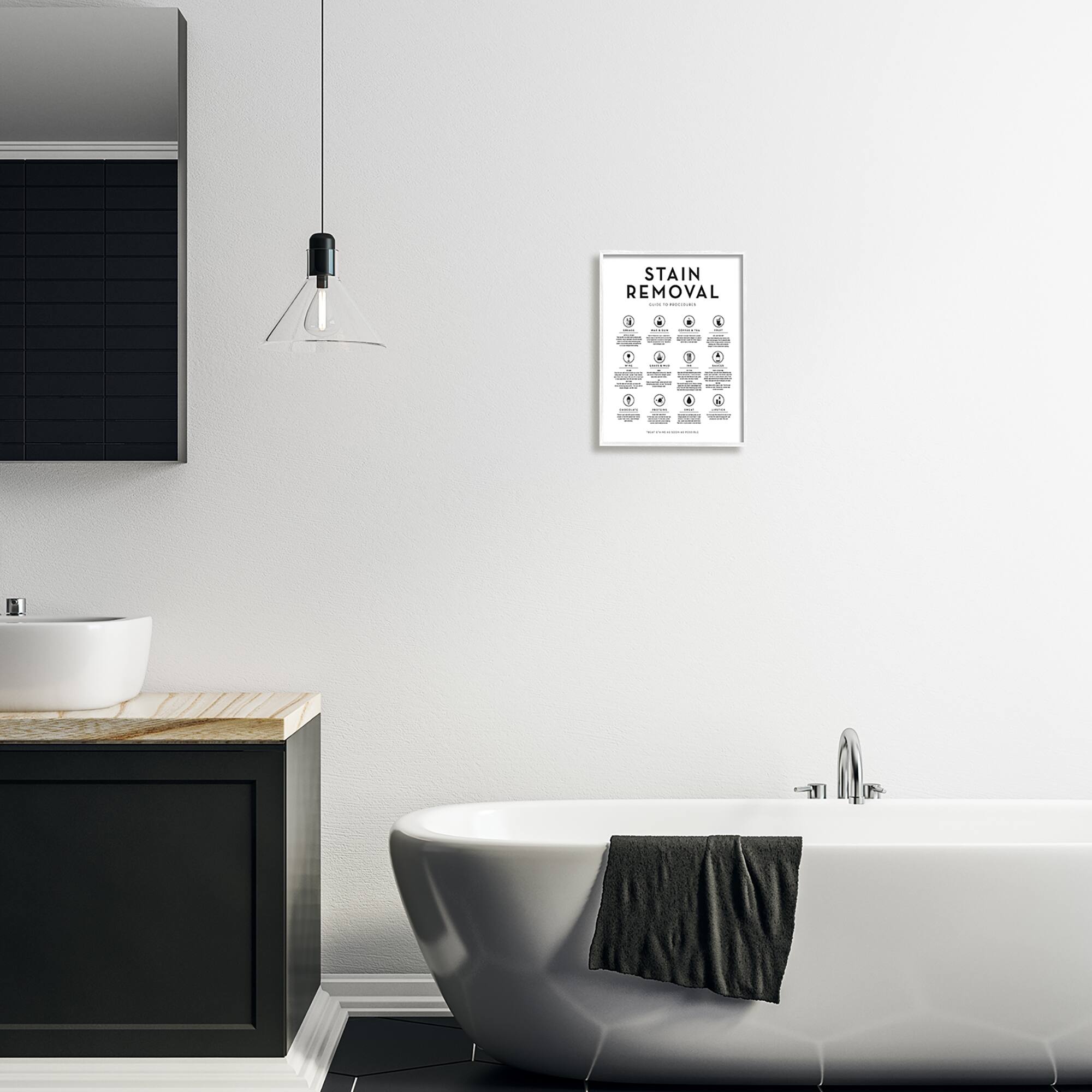 Stupell Industries Laundry Stain Removal Guide Helpful Symbols Chart Framed Giclee Art