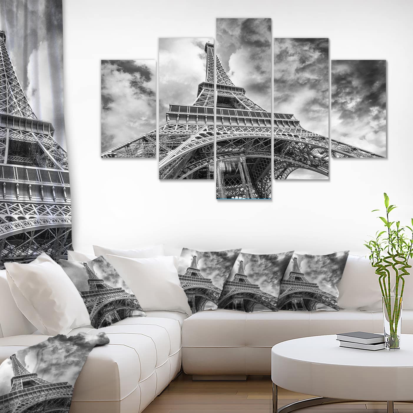 Designart - Black and White View of Paris Paris Eiffel Tower - Cityscape Canvas Print