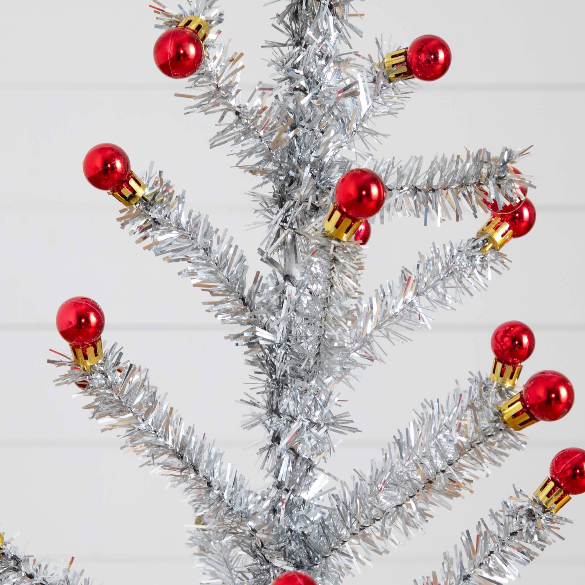 4ft. Unlit Retro Silver Tinsel Artificial Christmas Tree