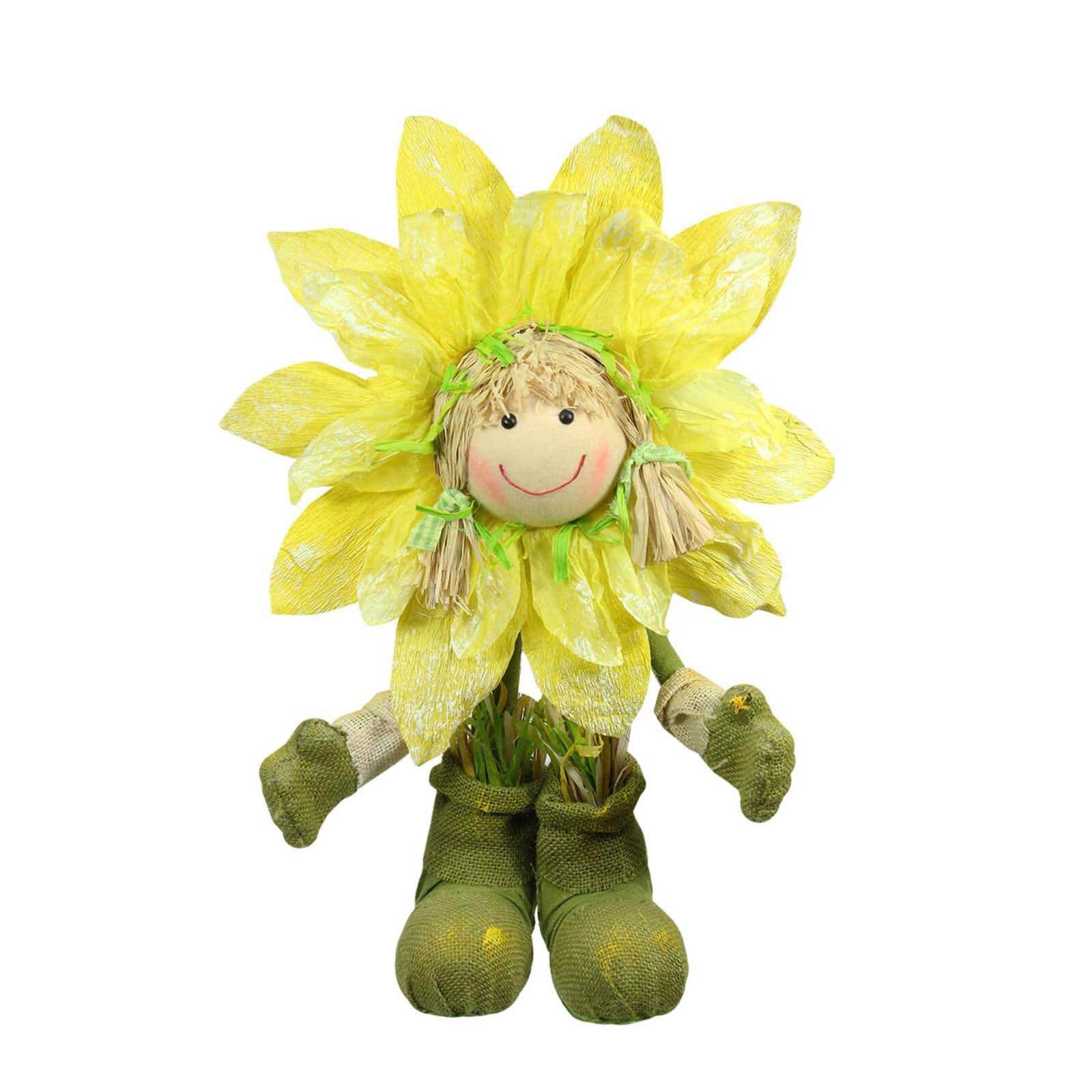 29" Yellow Spring Sunflower Girl Decorative Figure