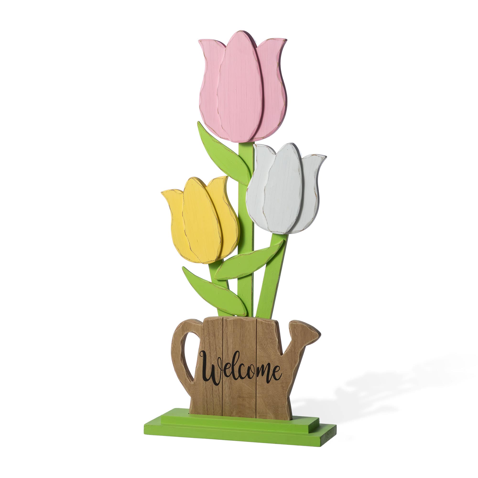 Glitzhome® 30" Easter Wooden Tulip Porch Decor