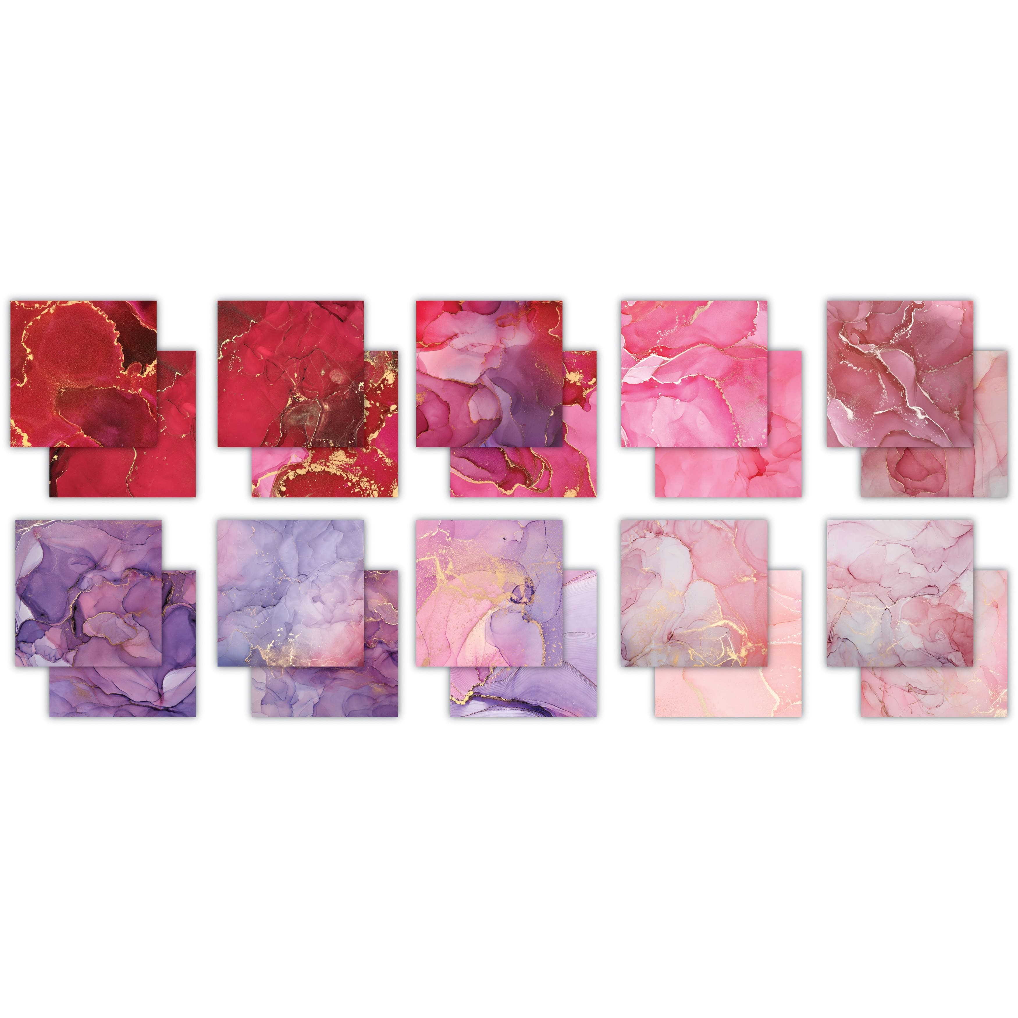 Craft Consortium Double-Sided Paper Pad 12" x 12" 30 ct. Ink Drops - Rose, 20 Designs