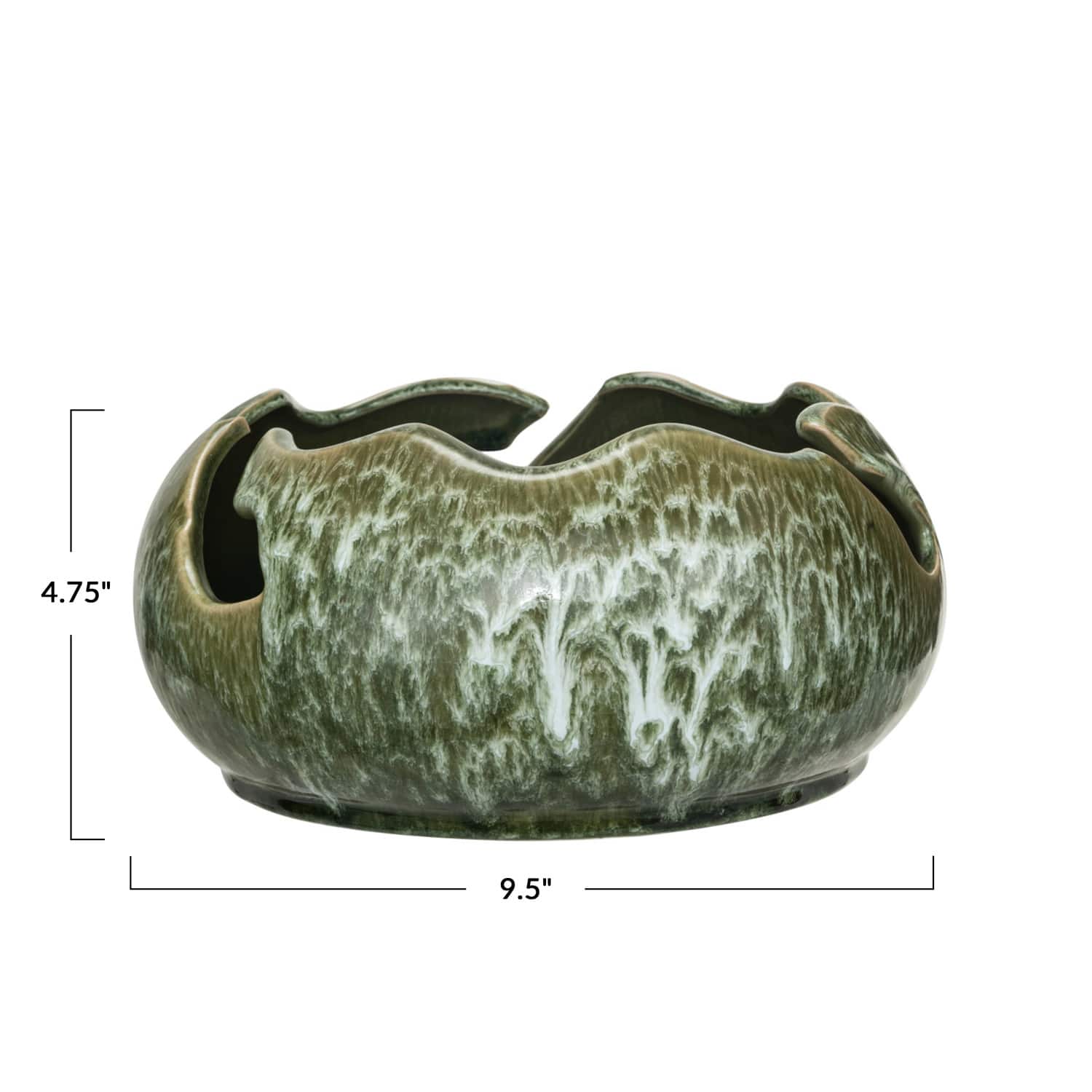 Hello Honey® 10" Green Stoneware Organic Shaped Bowl