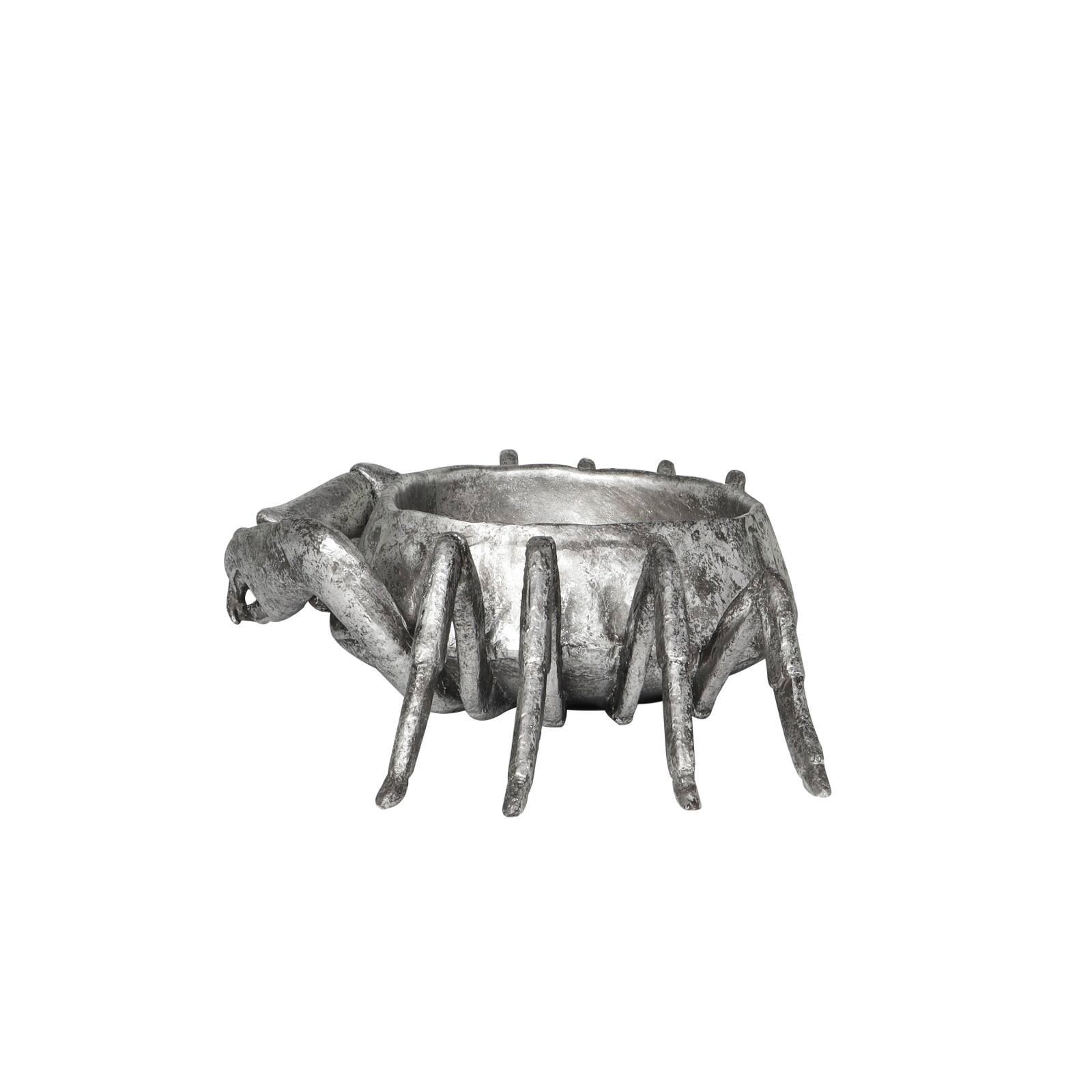 30" Silver Polystone Crab Weathered Decorative Bowl