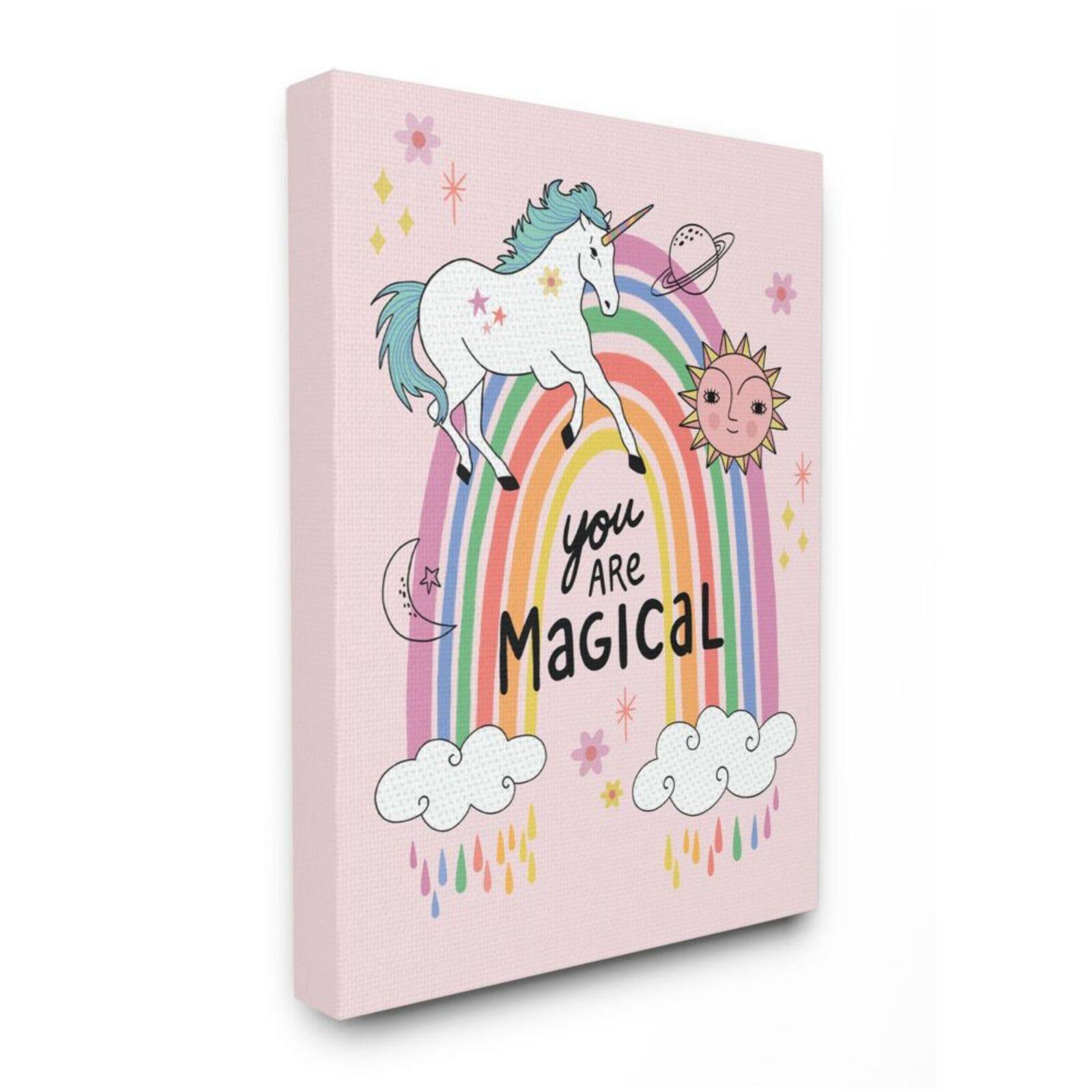 Stupell Industries You Are Magical Unicorn Rainbow Canvas Wall Art