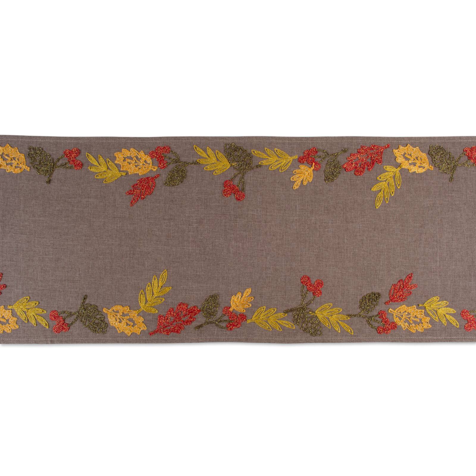 DII® 108" Shimmering Leaves Embroidered Table Runner