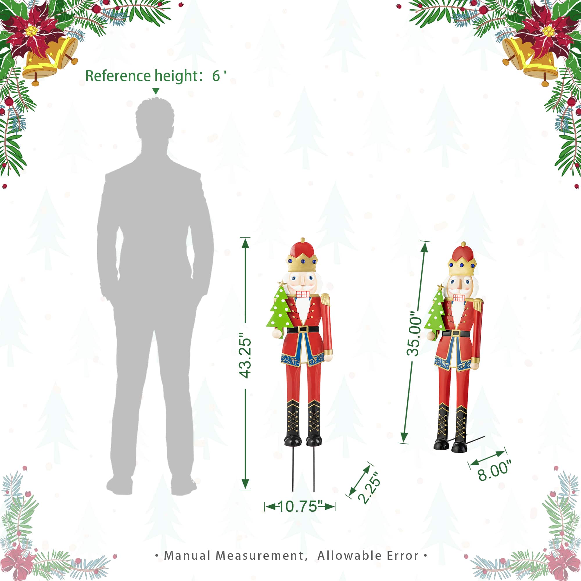 Glitzhome® 43.25" Metal Christmas Nutcracker Yard Stake/Décor Accent