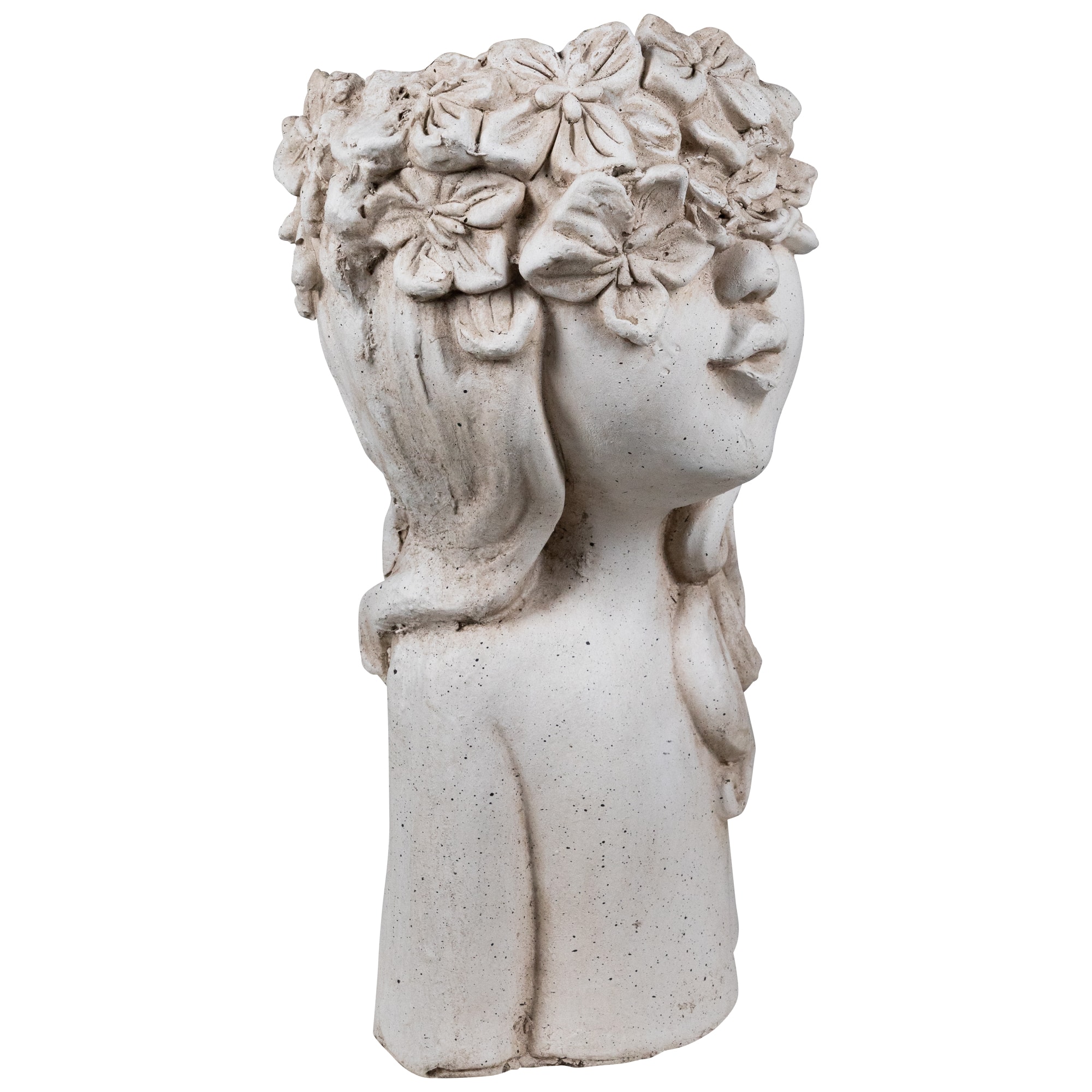 Lady Head with Flowers Outdoor Garden Planter - 16.5"
