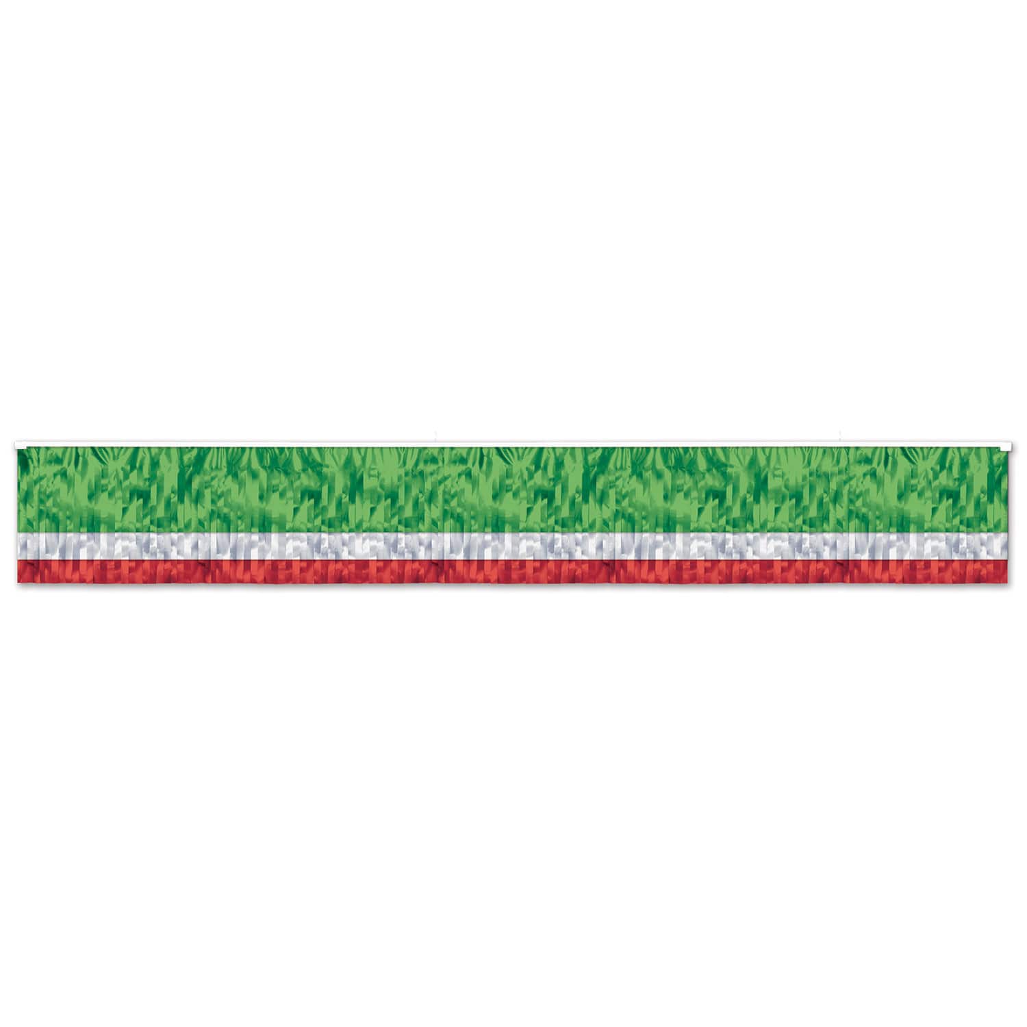Beistle 10ft. Red, White & Green 3-Ply Metallic Fringe Drape
