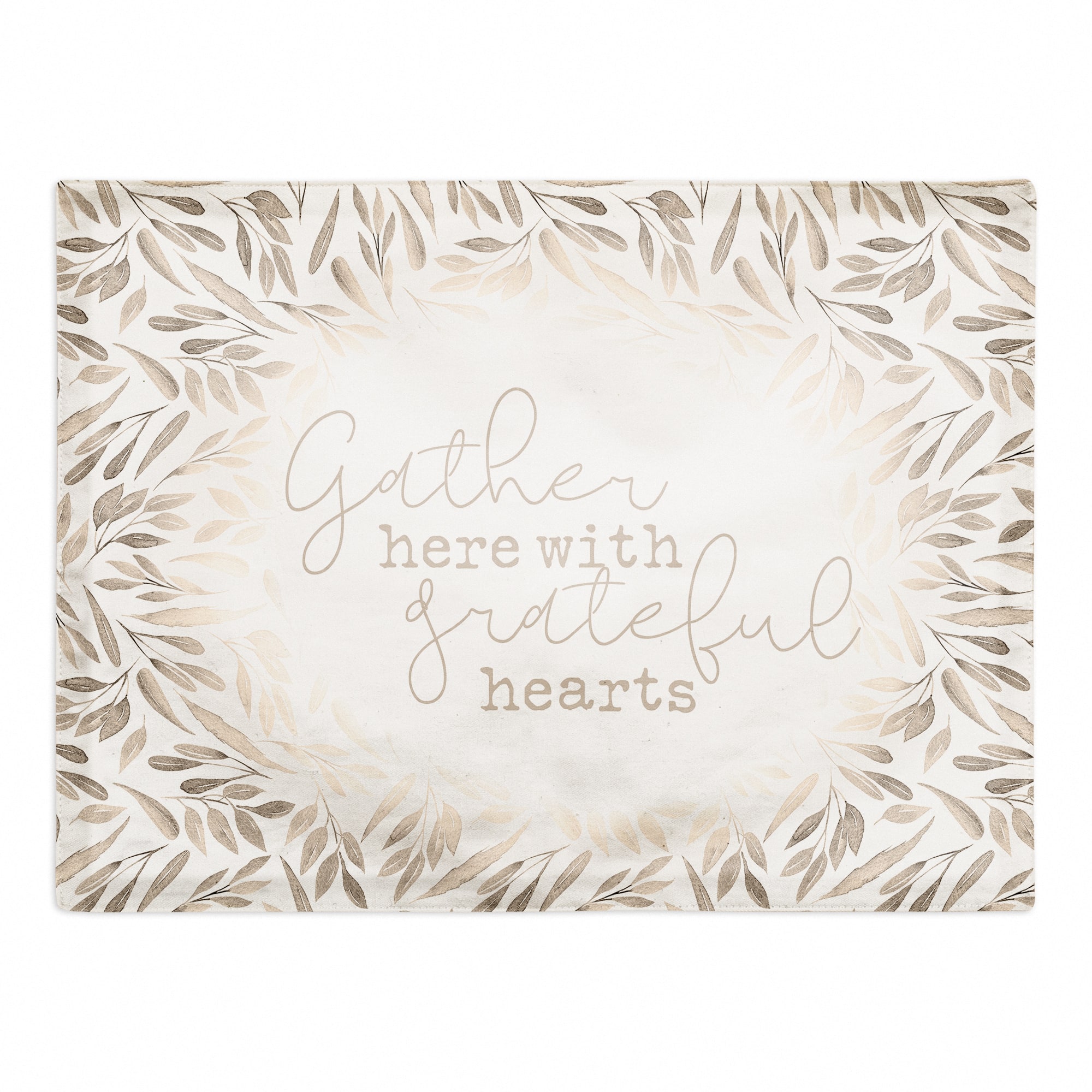Greige Leaves Gather Polyester Twill Placemat
