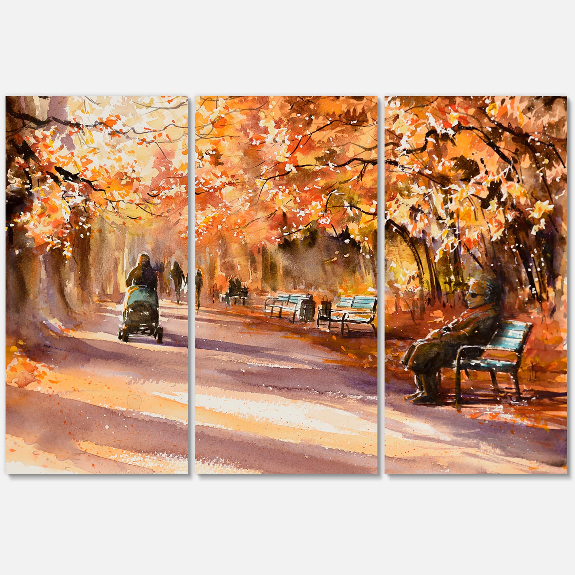 Designart - Road In The Park In Sunny Autumn Day