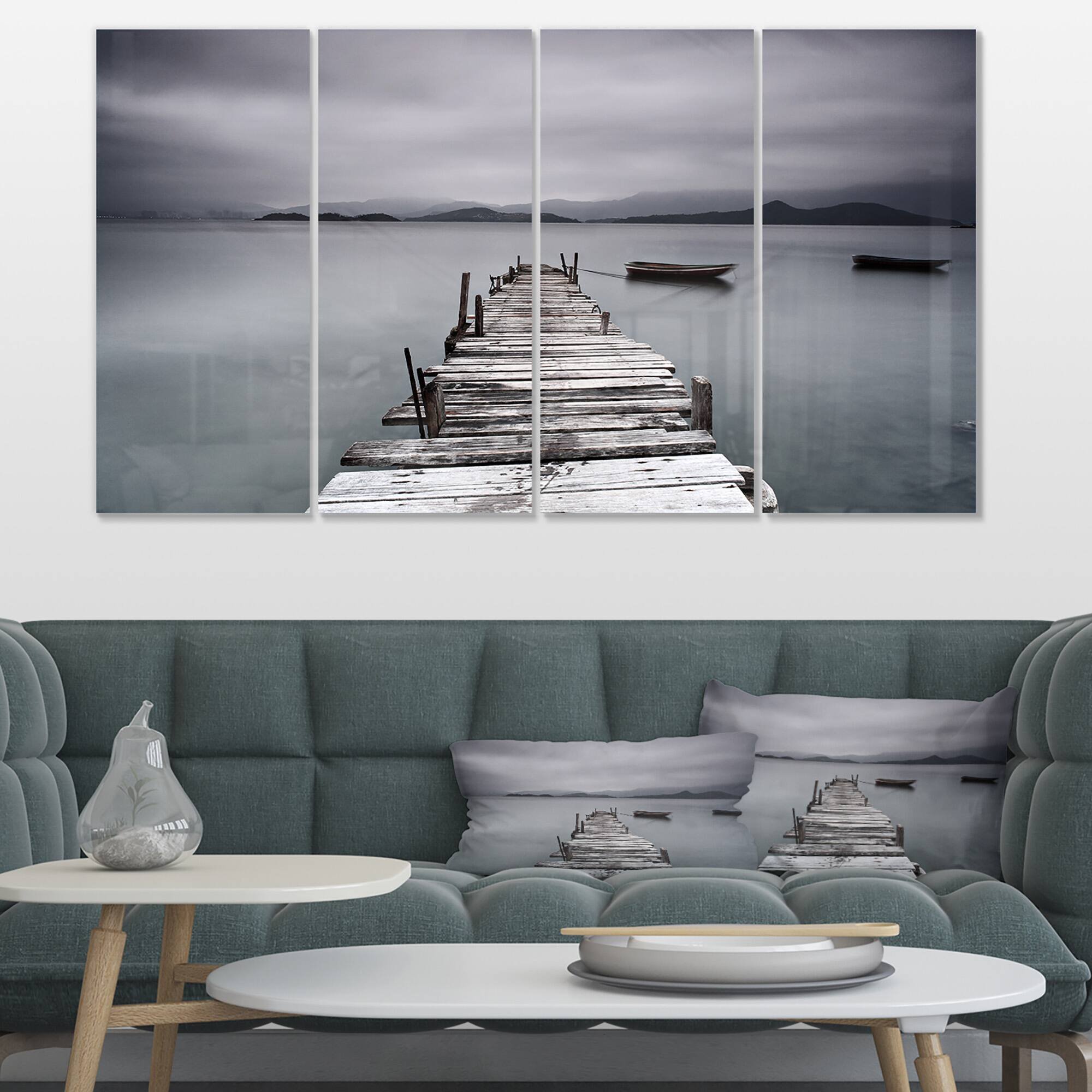 Designart - Pier and Boats at Seashore