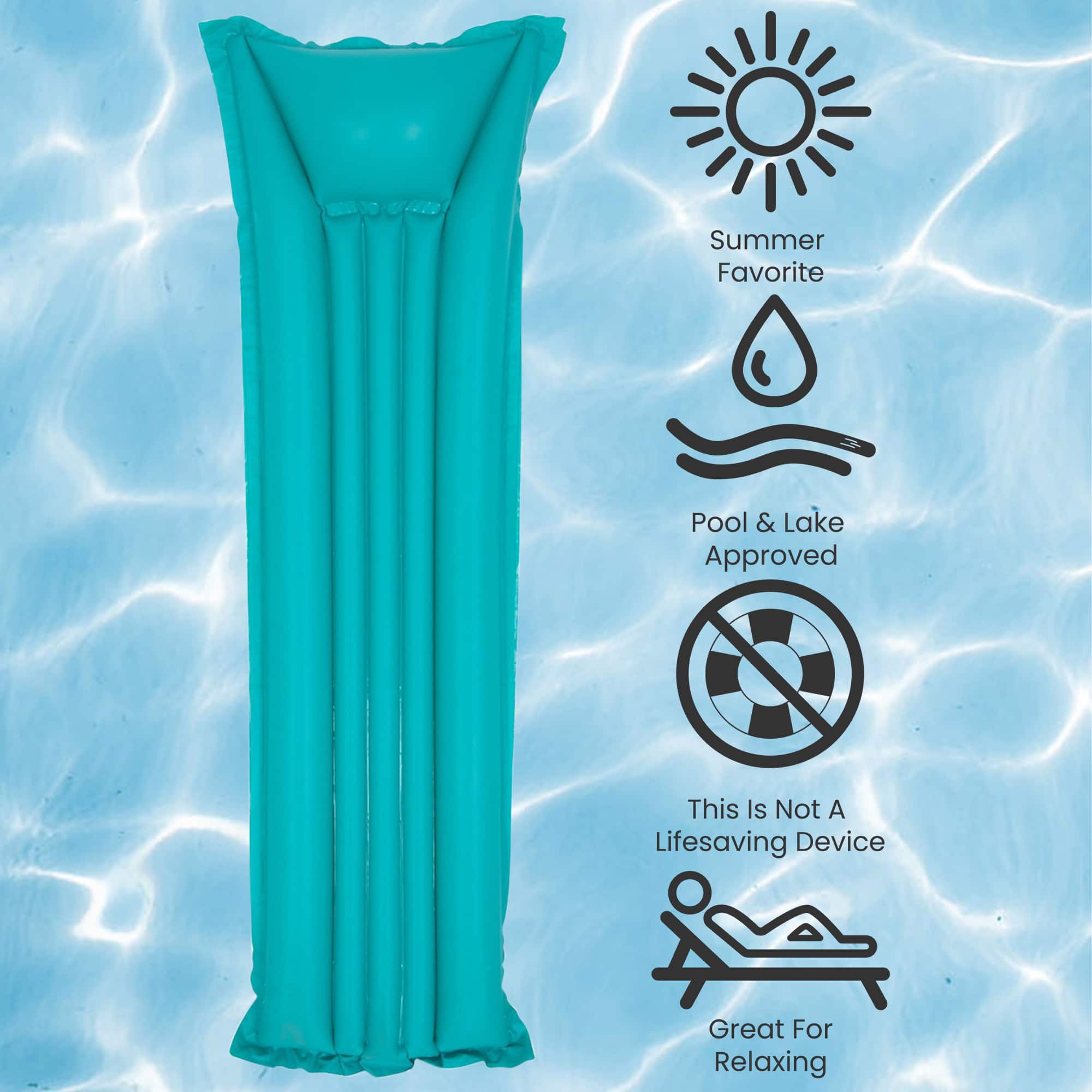 Pool Central 6ft. Teal Blue Inflatable Swimming Pool Raft Float 