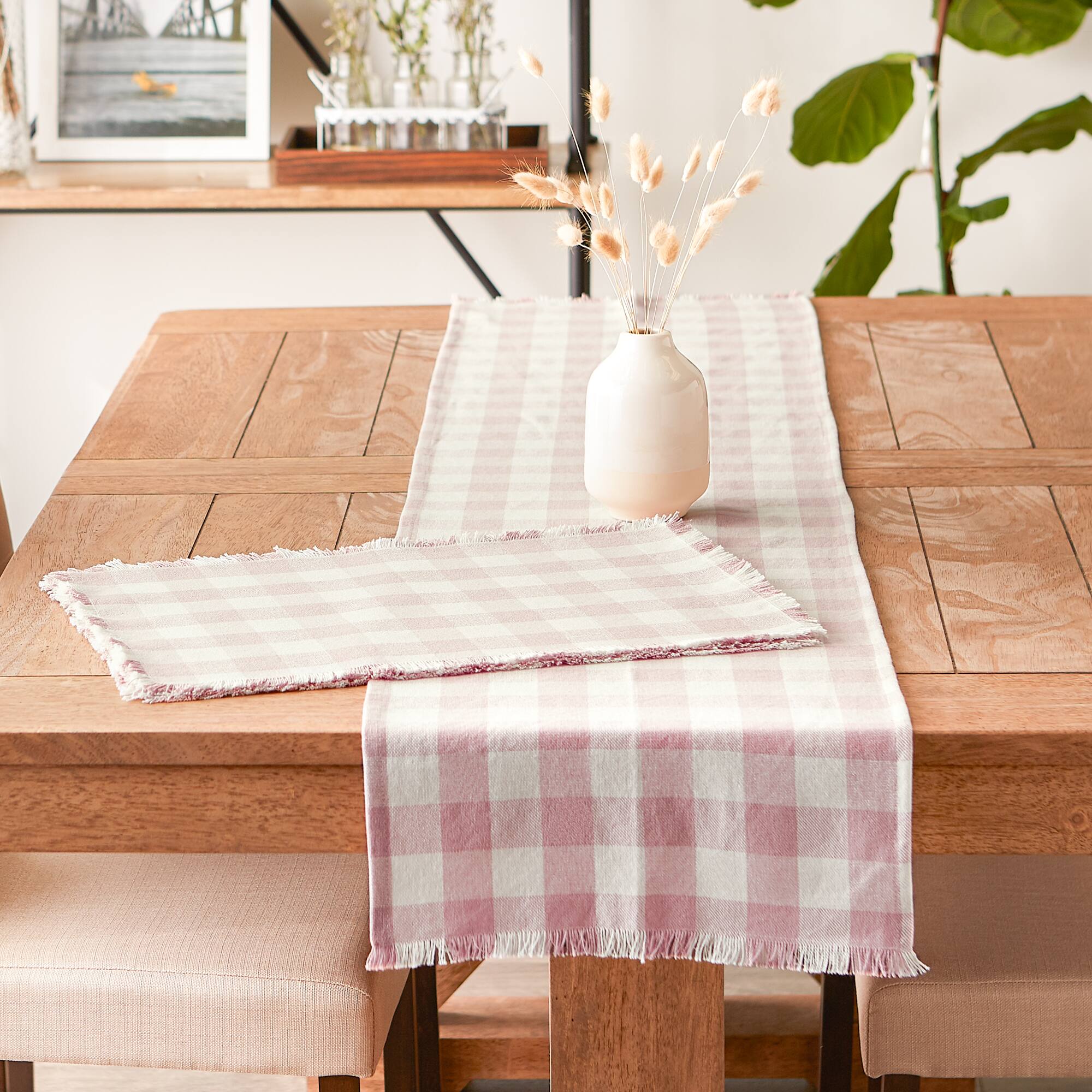 DII® Heavyweight Check Fringed Cotton Placemats, 6ct.