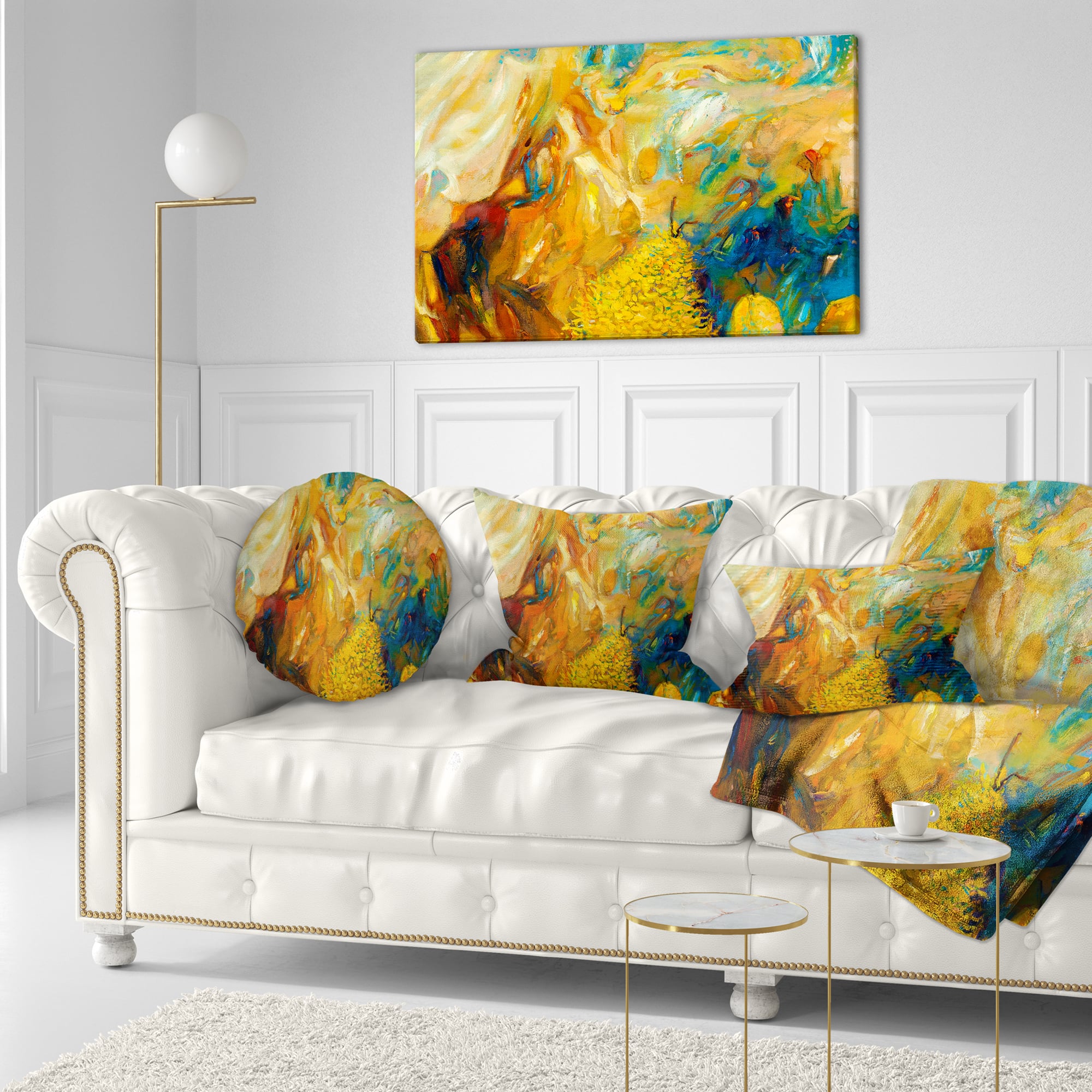 Designart - Abstract Yellow Collage - Large Abstract Canvas Print