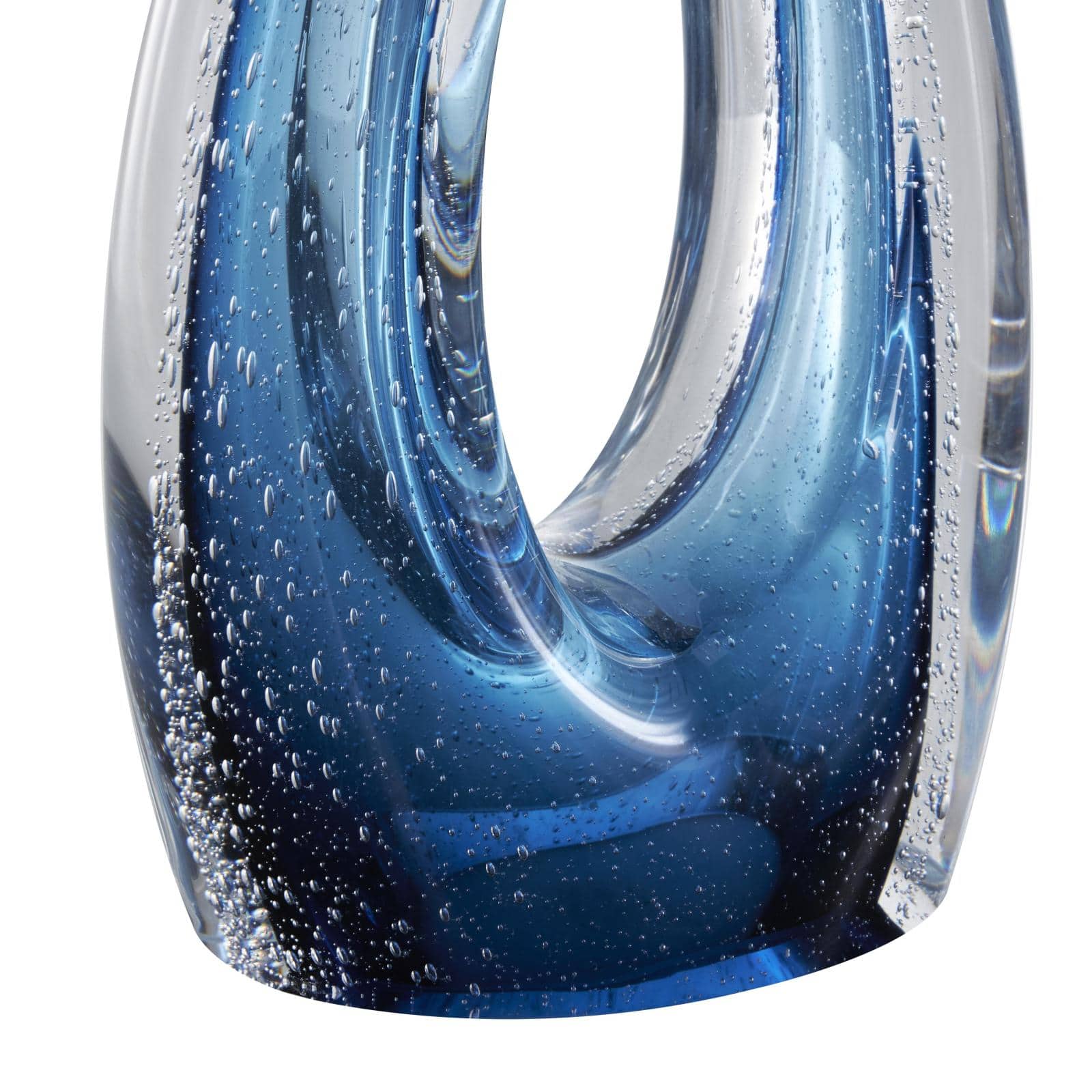 17" Blue Glass Geometric Ombre Twisted Infinity Loop Sculpture