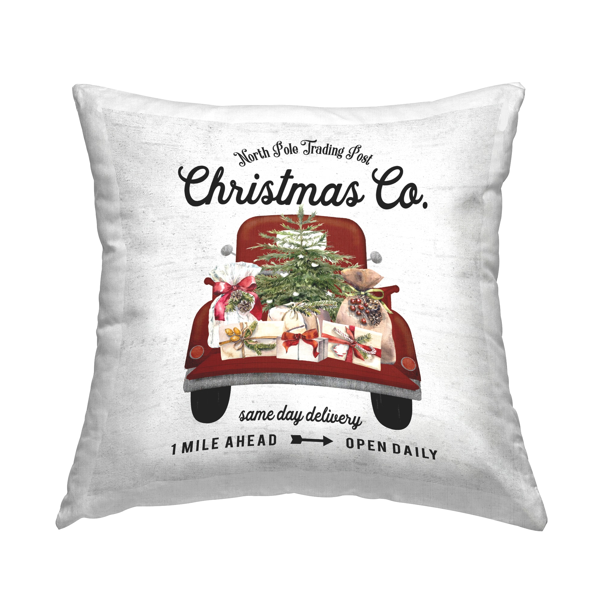 Stupell Industries Vintage Christmas Truck Sign Throw Pillow