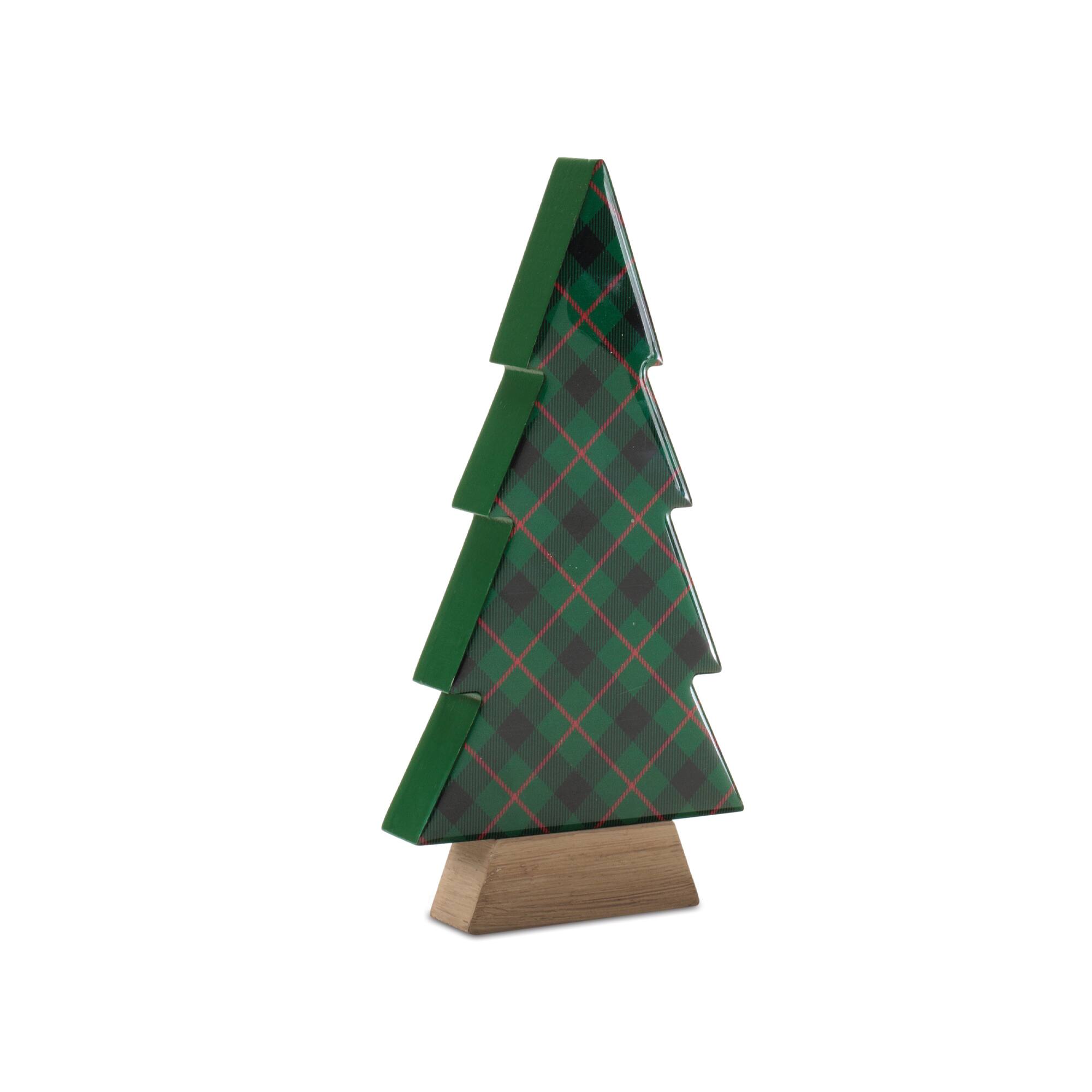 Melrose Plaid Holiday Tree with Wooden Base Set