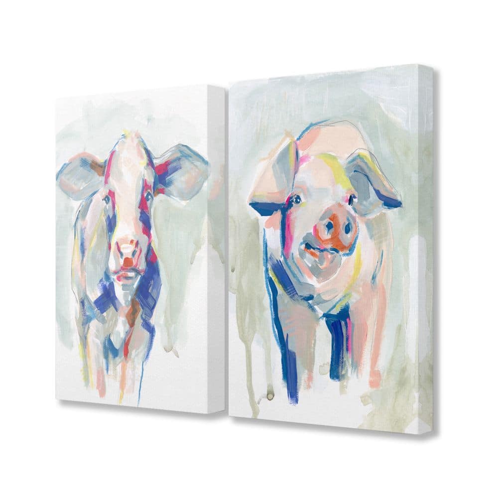 Stupell Industries Colorful Cow And Pig Farm Animal PaintingsCanvas Wall Art