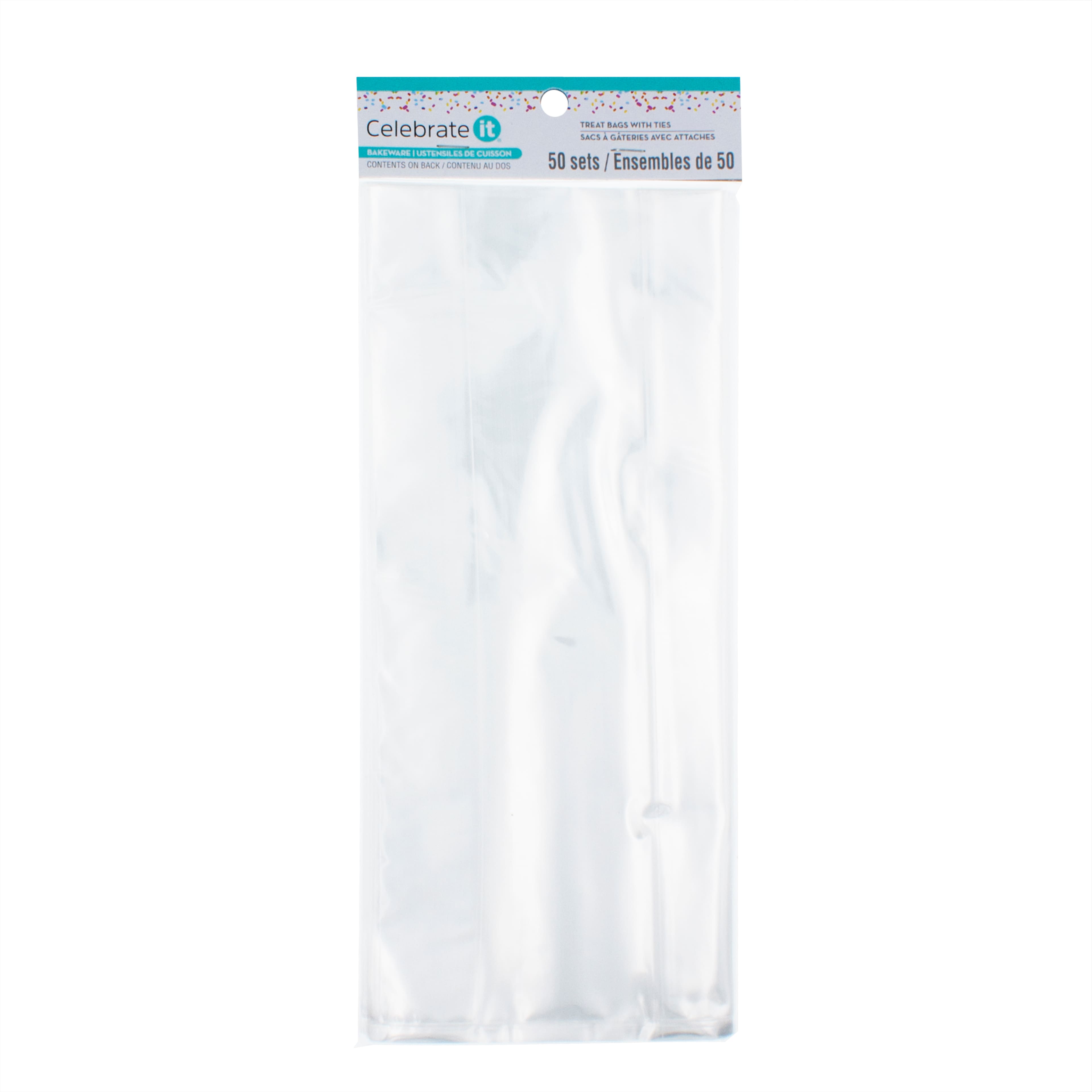 Clear Rectangle Treat Bags with Ties by Celebrate It®, 50ct.