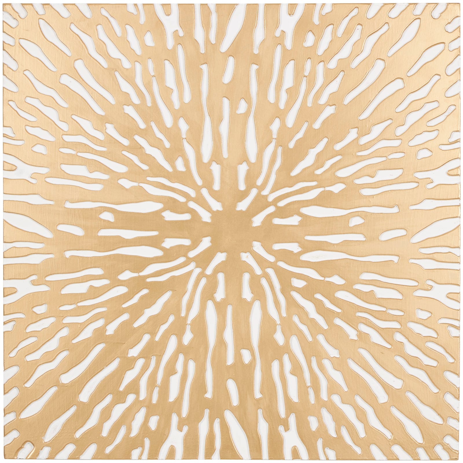 Gold & White Abstract Starburst Carved MDF Wall Décor