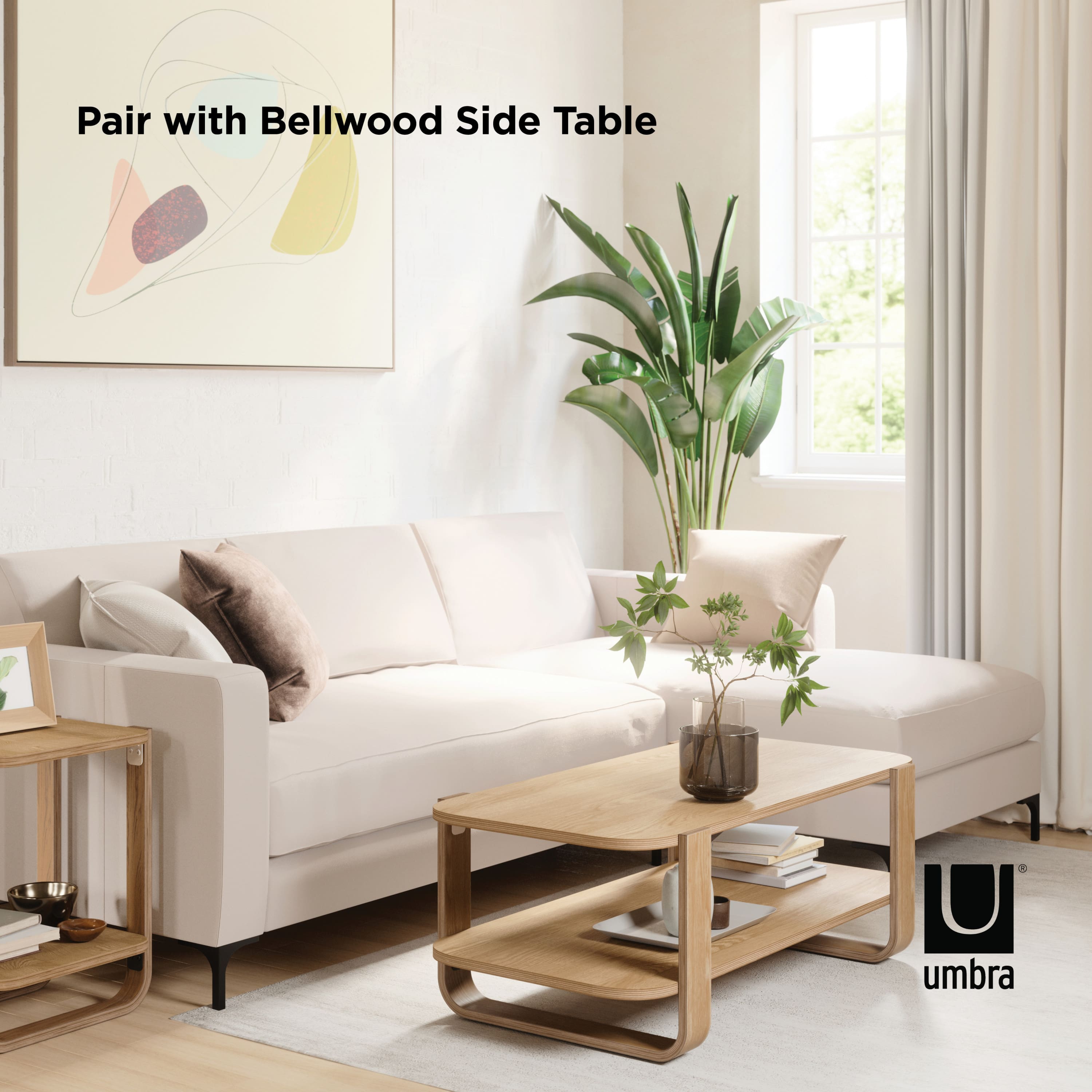 Umbra 43" x 16" Natural Bellwood Coffee Table