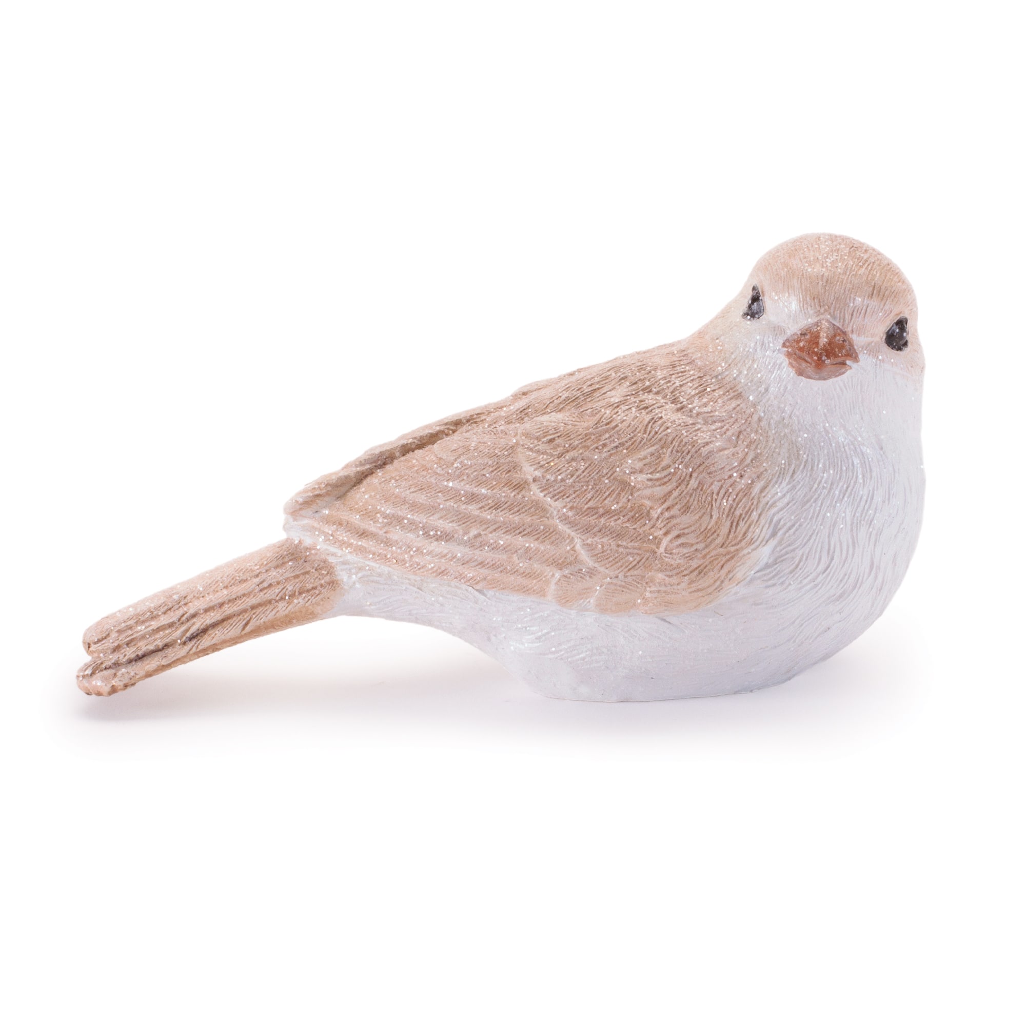 Melrose 2.25" Beige Glittered Bird Figurines Set