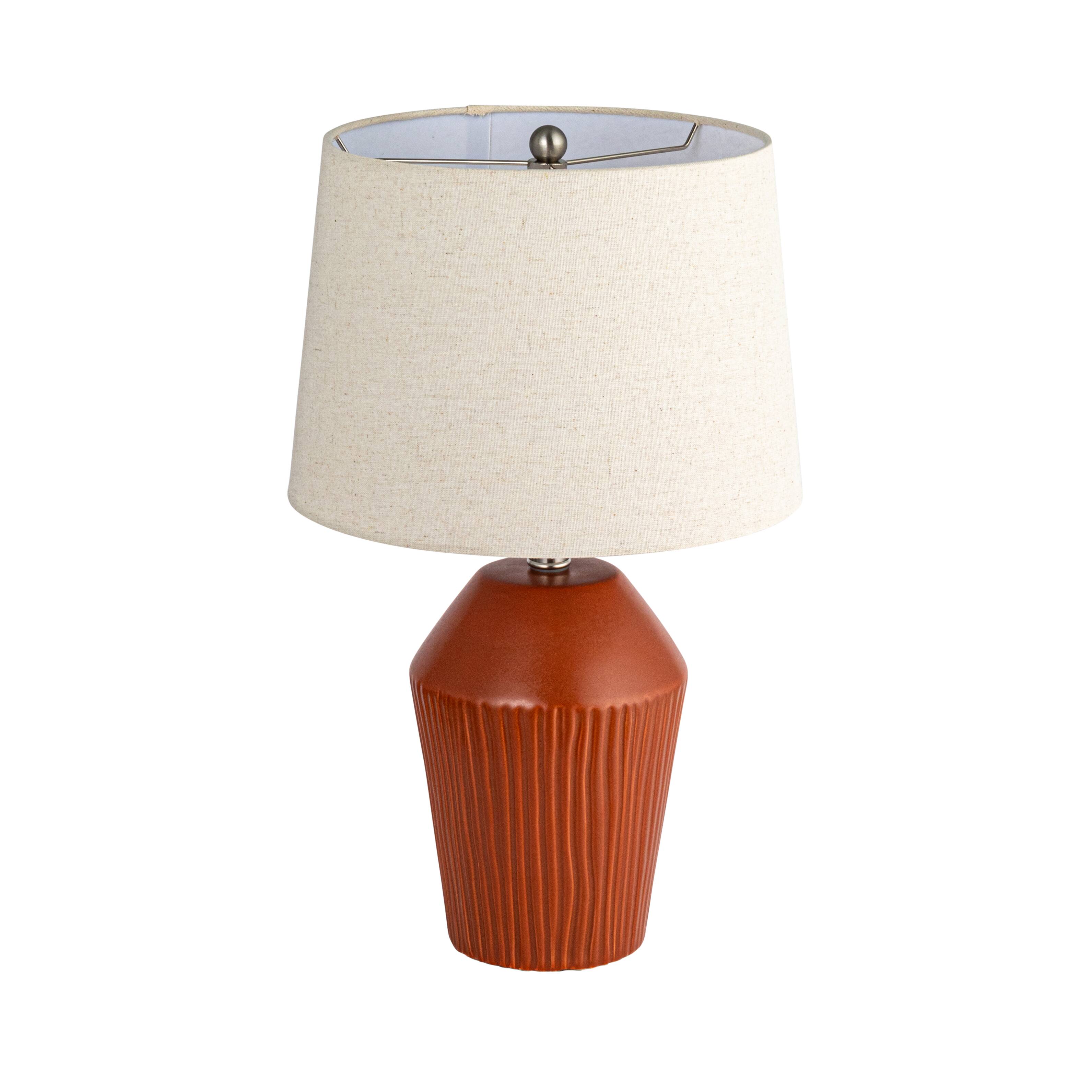 Hello Honey® 21" Brown Ribbed Round Stoneware Desk Lamp
