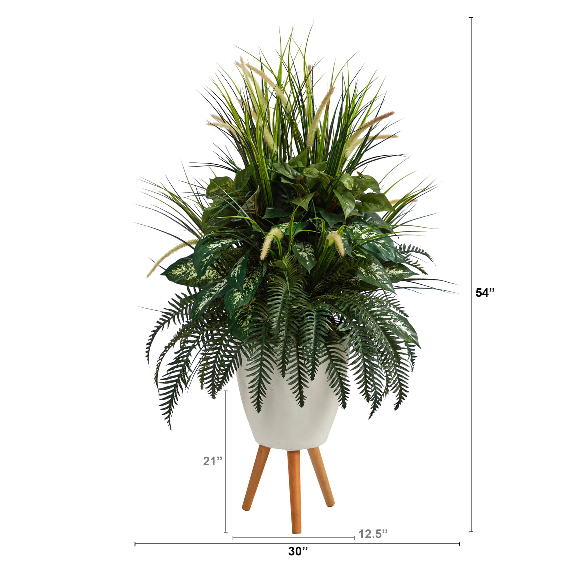 4.5ft. Mixed Greens Plant in White Planter with Legs