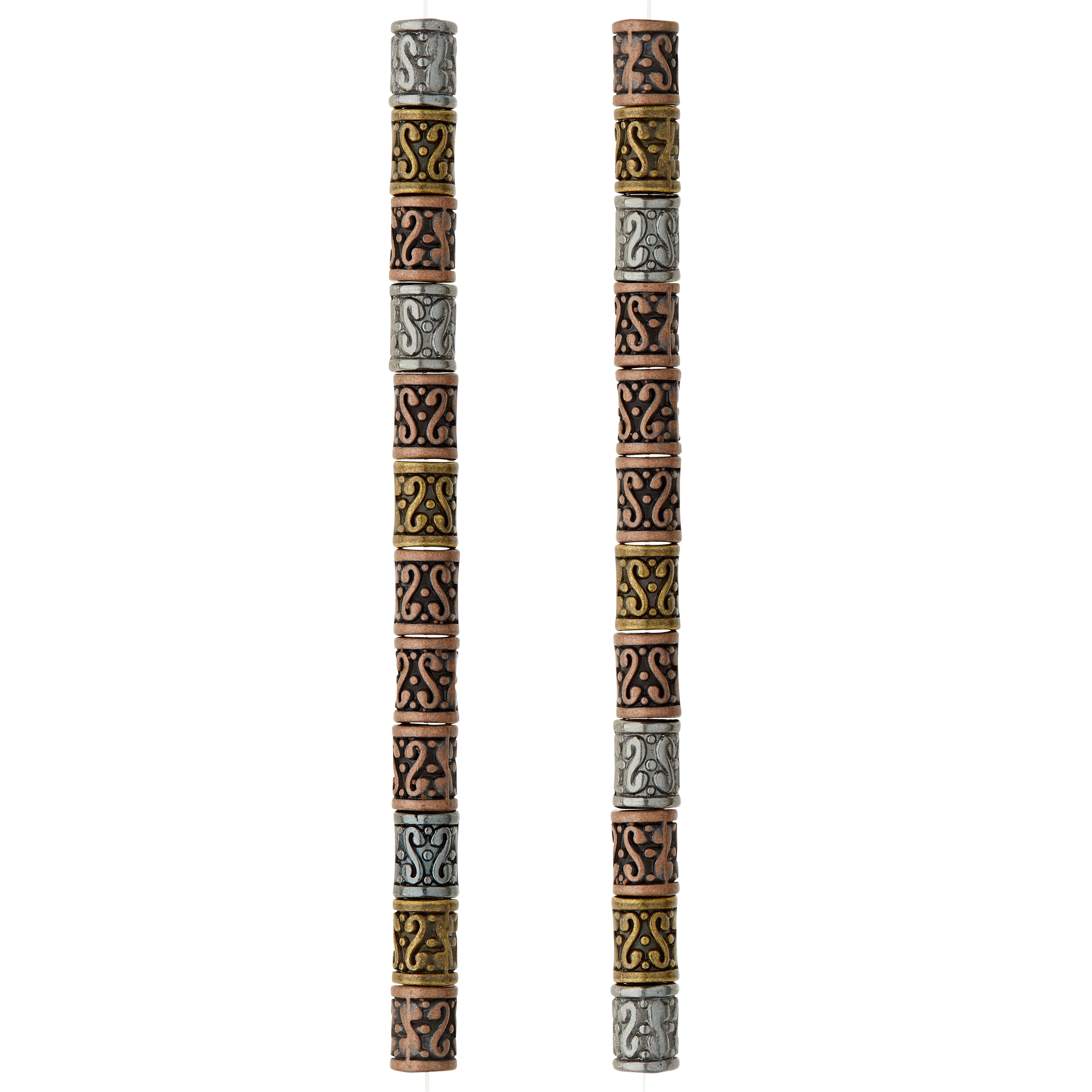 Metal Carved Tube Beads, 9mm by Bead Landing™