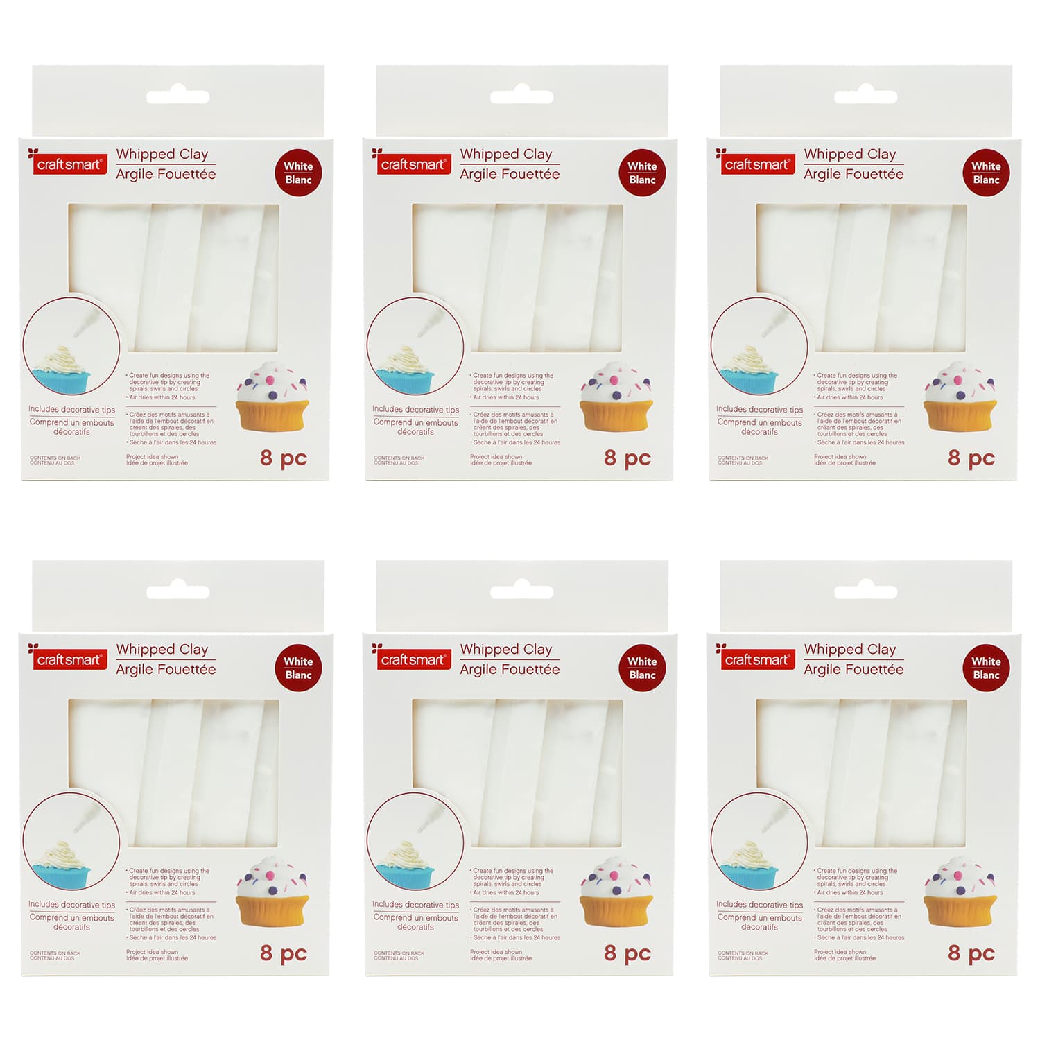 6 Pack: White Whipped Clay Kit by Craft Smart®