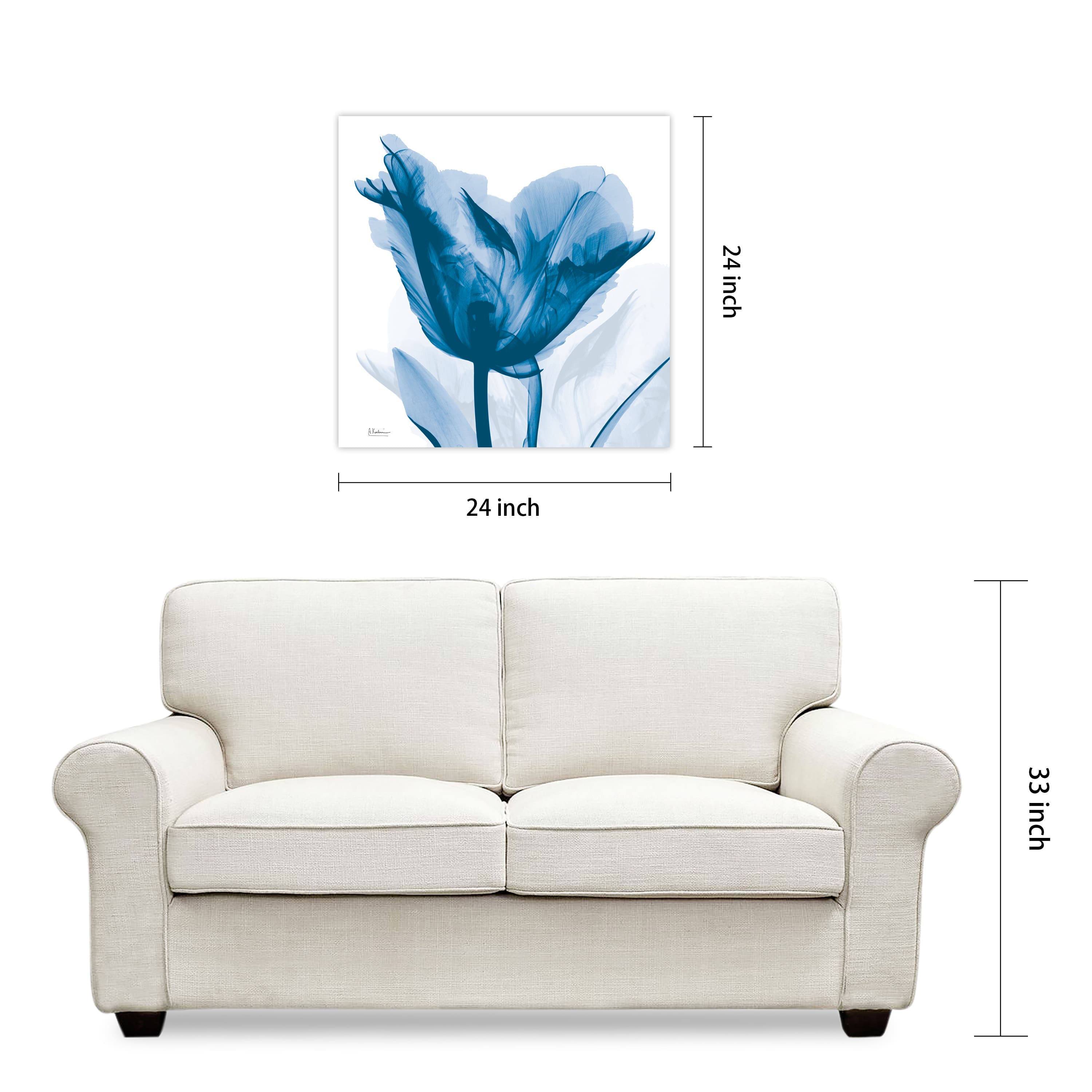 Empire Art Direct 24" x 24" Lusty Blue Tulip Frameless Free Floating Printed Tempered Glass Wall Art