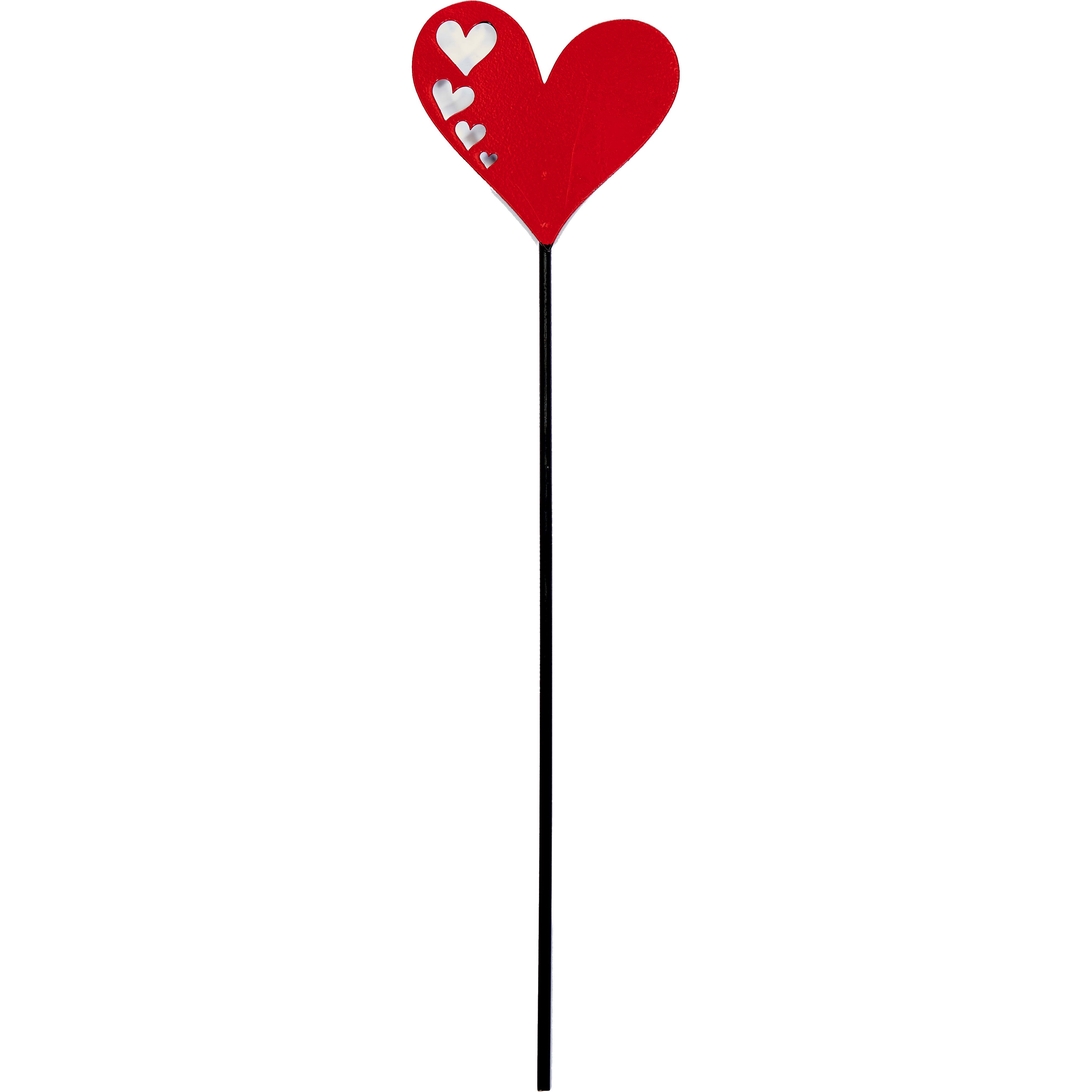 Worth Imports 14" Red & Black Iron Heart with Heart Cut Outs Garden Stake