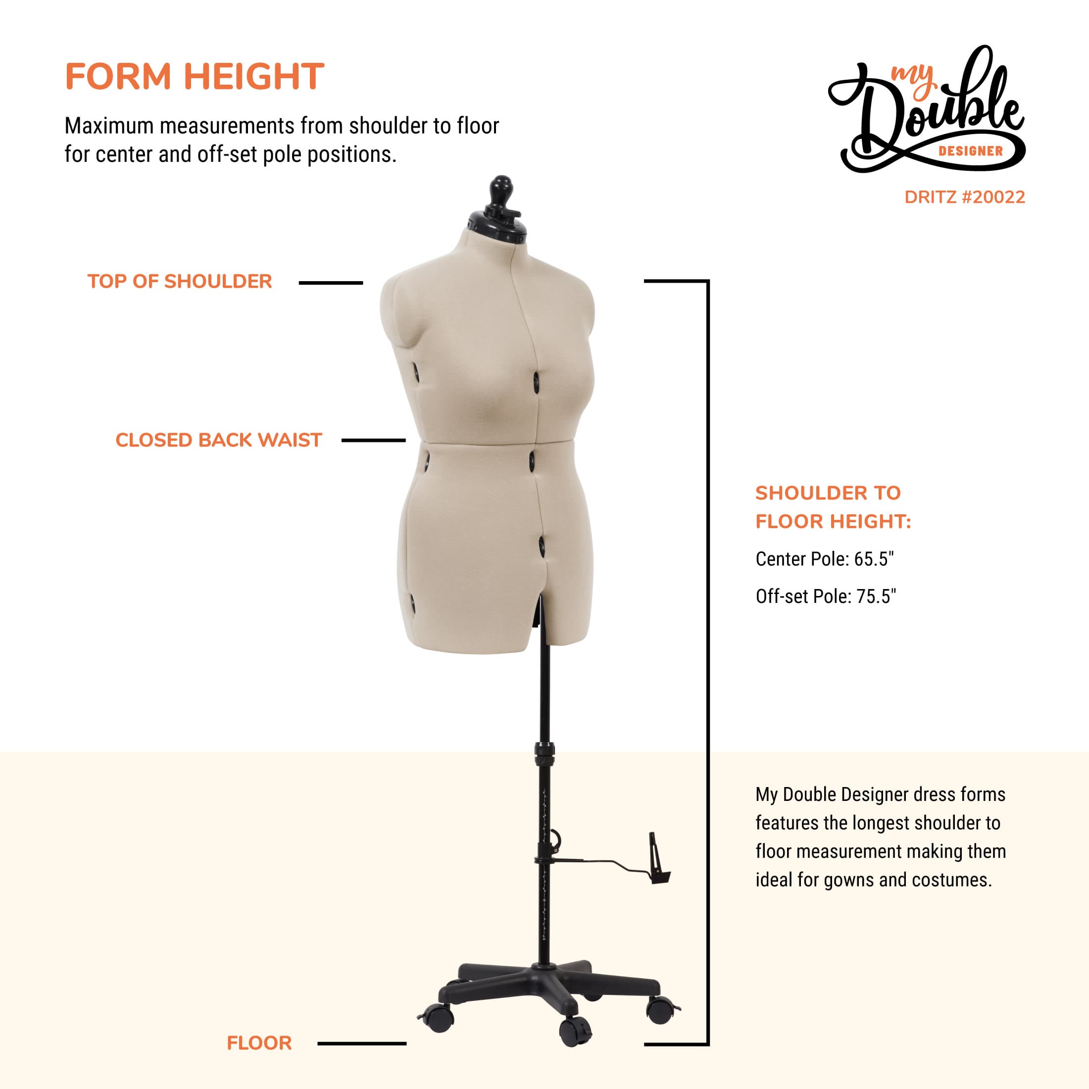 Dritz® My Double Designer Medium Dress Form with Adjustable Tri-Pod Stand